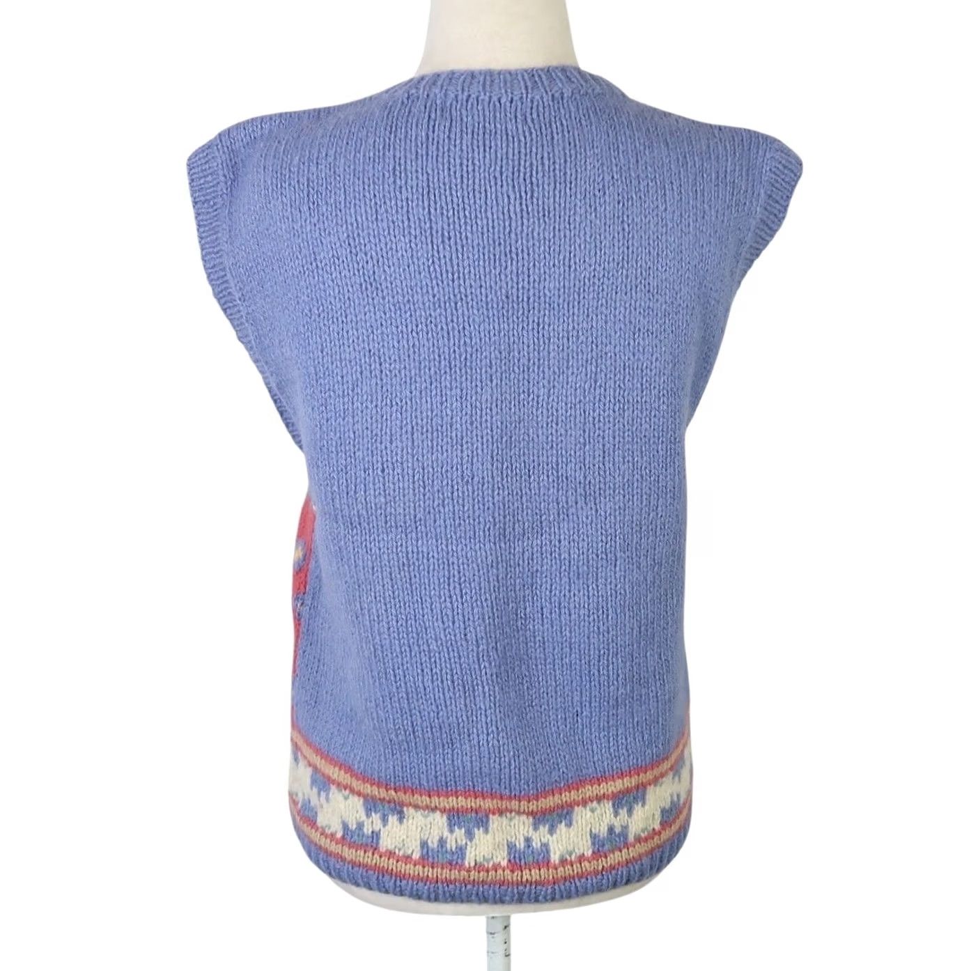 Vintage VINTAGE Skyr Sweater Vest Blue 90s Shetland Wool Patchwork Floral M Womens Size M / US 6-8 / IT 42-44 - 4 Thumbnail