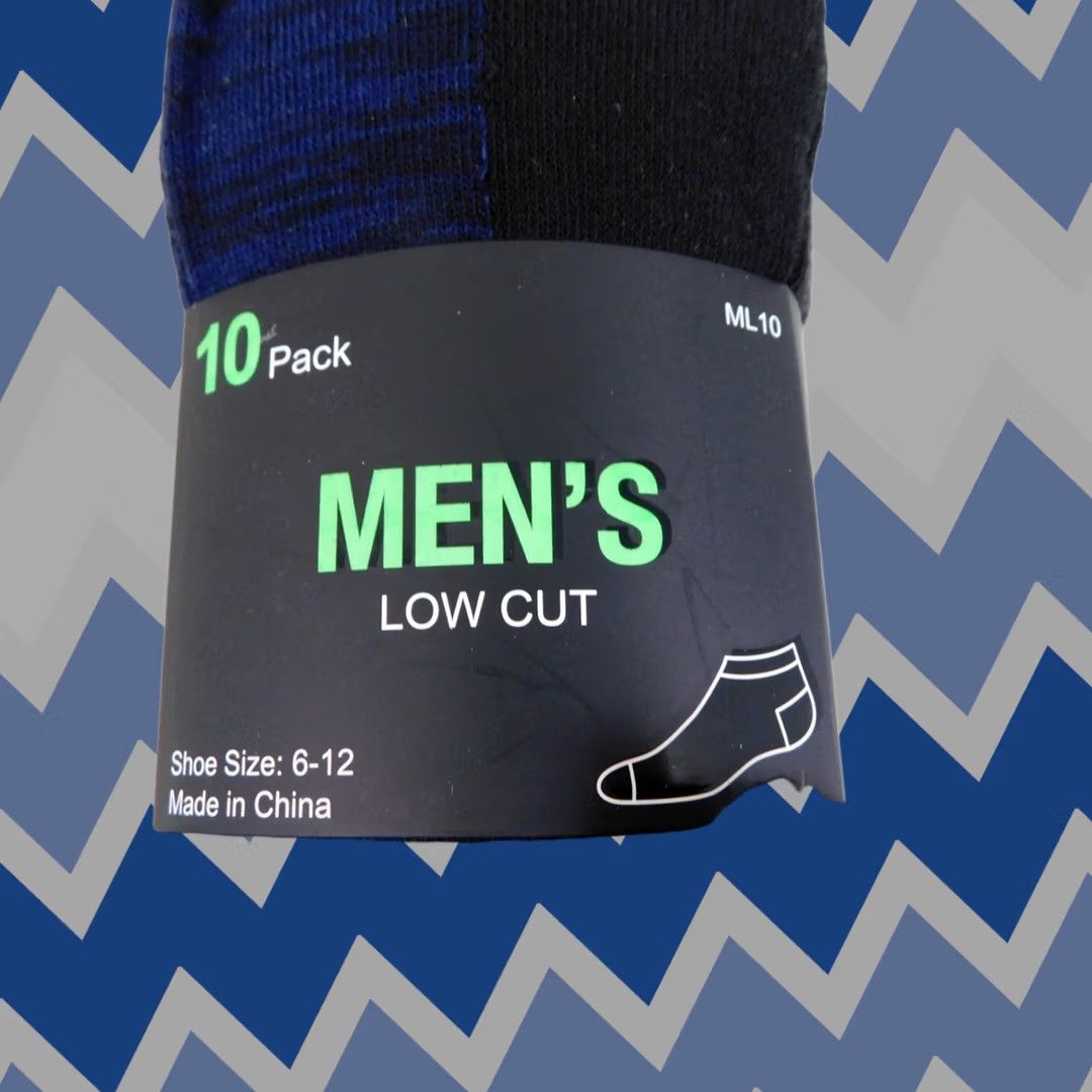 Vintage Men's Socks - Low Cut, 6-12, Black, 10 Pairs, Athletic, Lightweight, Machine Washable, Full Toe, Unbranded, 95% Polyester, 5% Spandex Size ONE SIZE - 1 Thumbnail