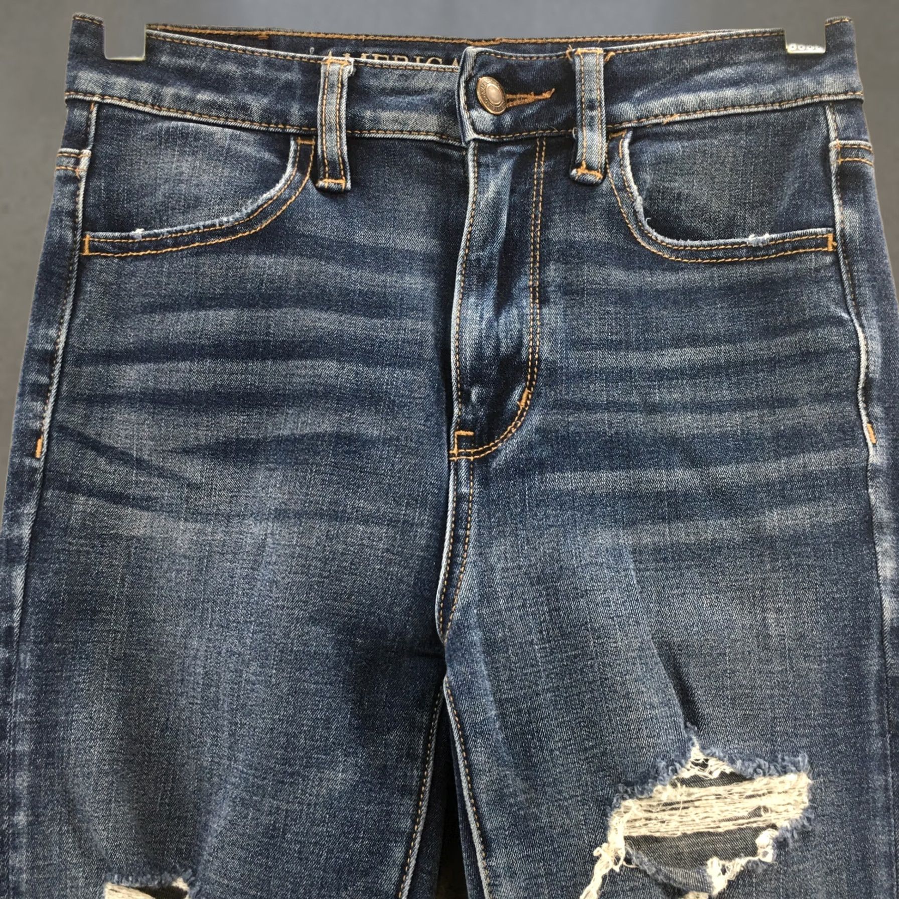 American Eagle Outfitters American Eagle Jegging Jeans Womens 2R Blue Denim Distressed Zip Trousers Pants Mid Rise 28 Inseam Girls Mens Womens Size 26" / US 2 / IT 38 - 1 Thumbnail