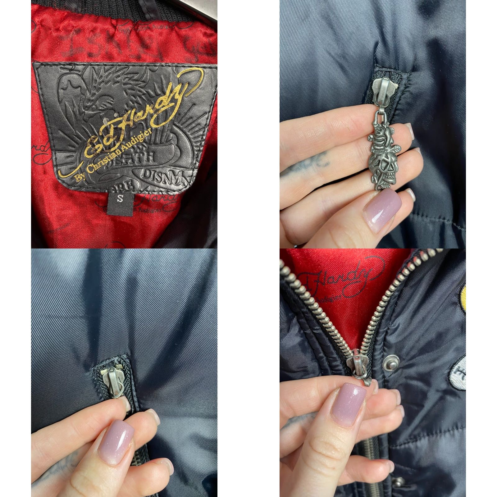 Ed Hardy VINTAGE Ed Hardy by Christian Audigier Womens Jacket Nylon S Black Logo Skull Designer 90s Mens Womens Size S / US 4 / IT 40 - 8 Thumbnail