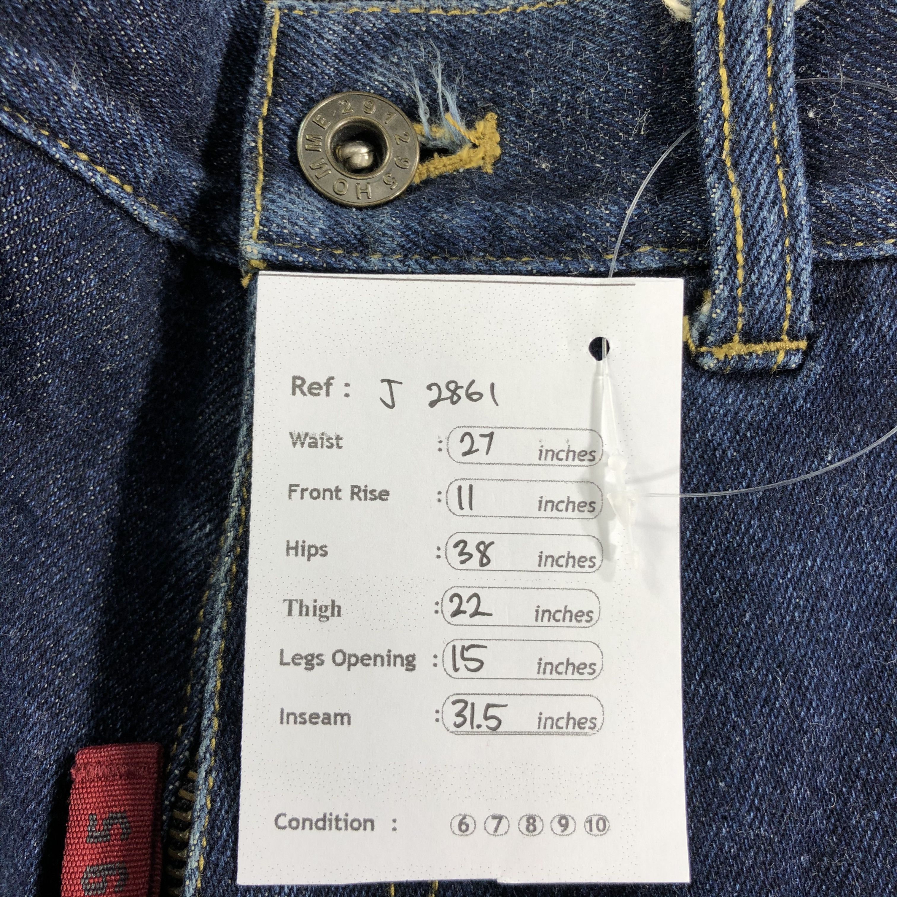 291295=Homme 291295 Homme Jeans Blue Stich Denim -J2861 Size US 27 - 11 Thumbnail