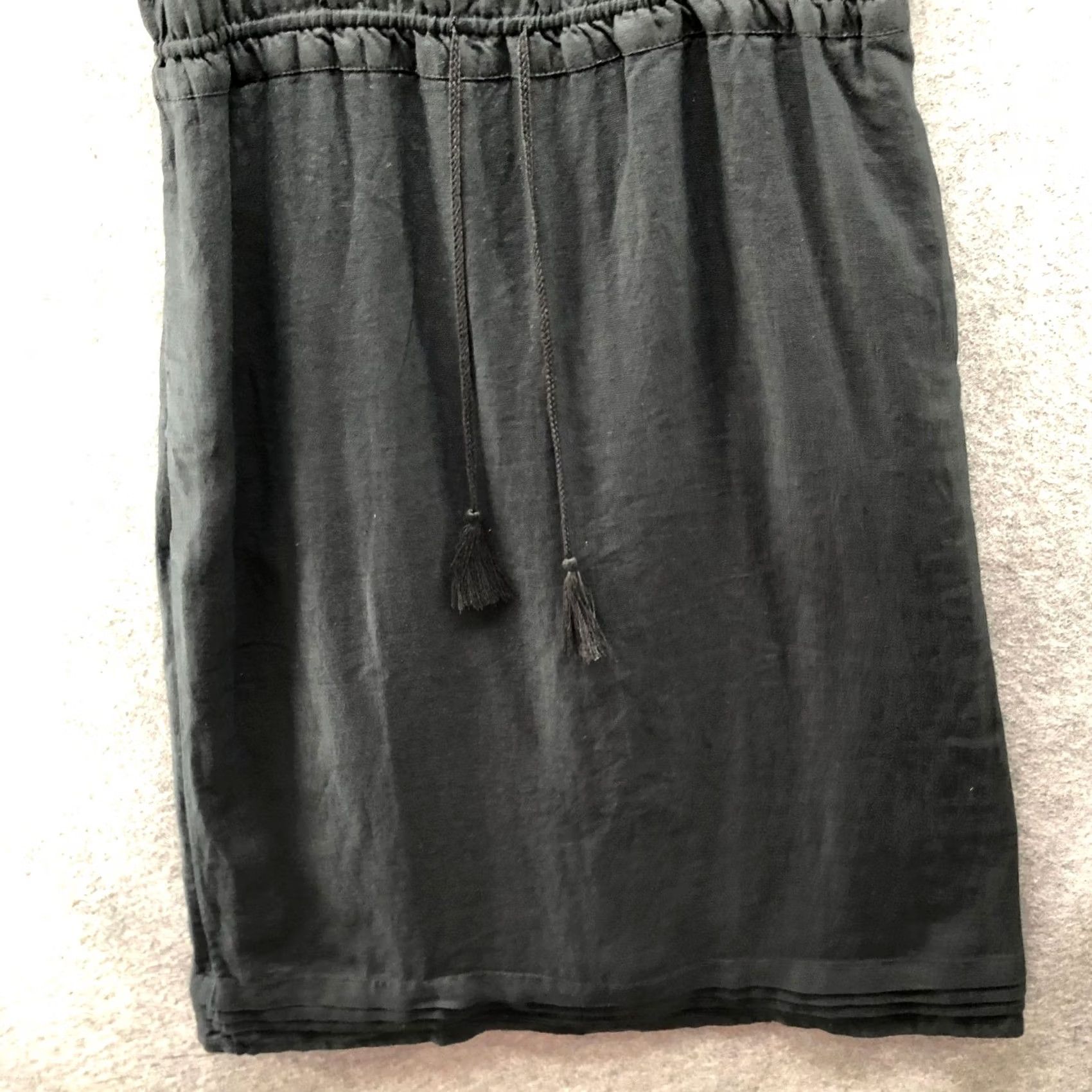 J.Crew J.Crew 100% Linen Midi Dress Black Embroidered Cami Sleeveless A-Line Size 6 Women V-Neck Sundress Tank Dress Pockets Adjustable Tie Size M / US 6-8 / IT 42-44 - 7 Thumbnail