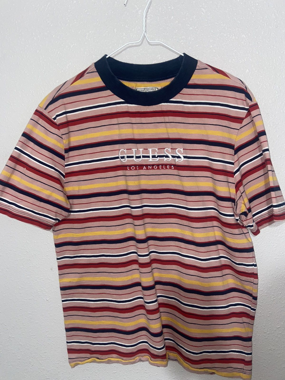 Mens guess striped t hot sale shirt