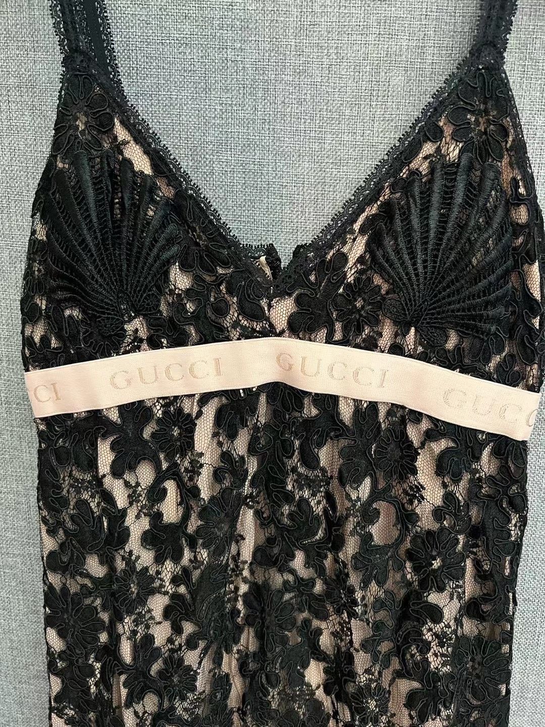 Gucci Black Hollow Floral Lace Dress