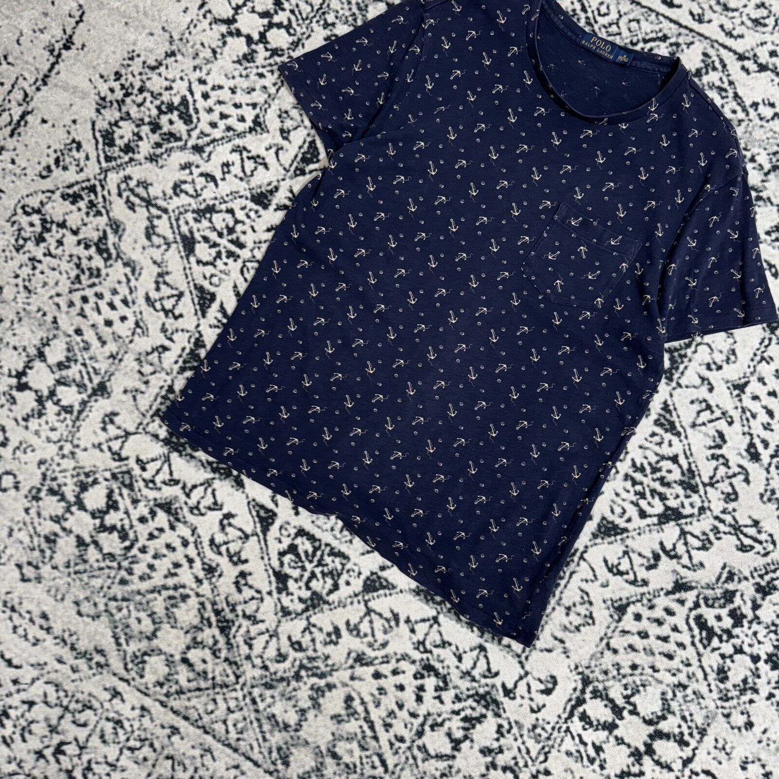 Ralph Lauren × Vintage Ralph Lauren Navy Cotton T-Shirt Size M Sailor Anchor Reg Size US M / EU 48-50 / 2 - 2 Thumbnail