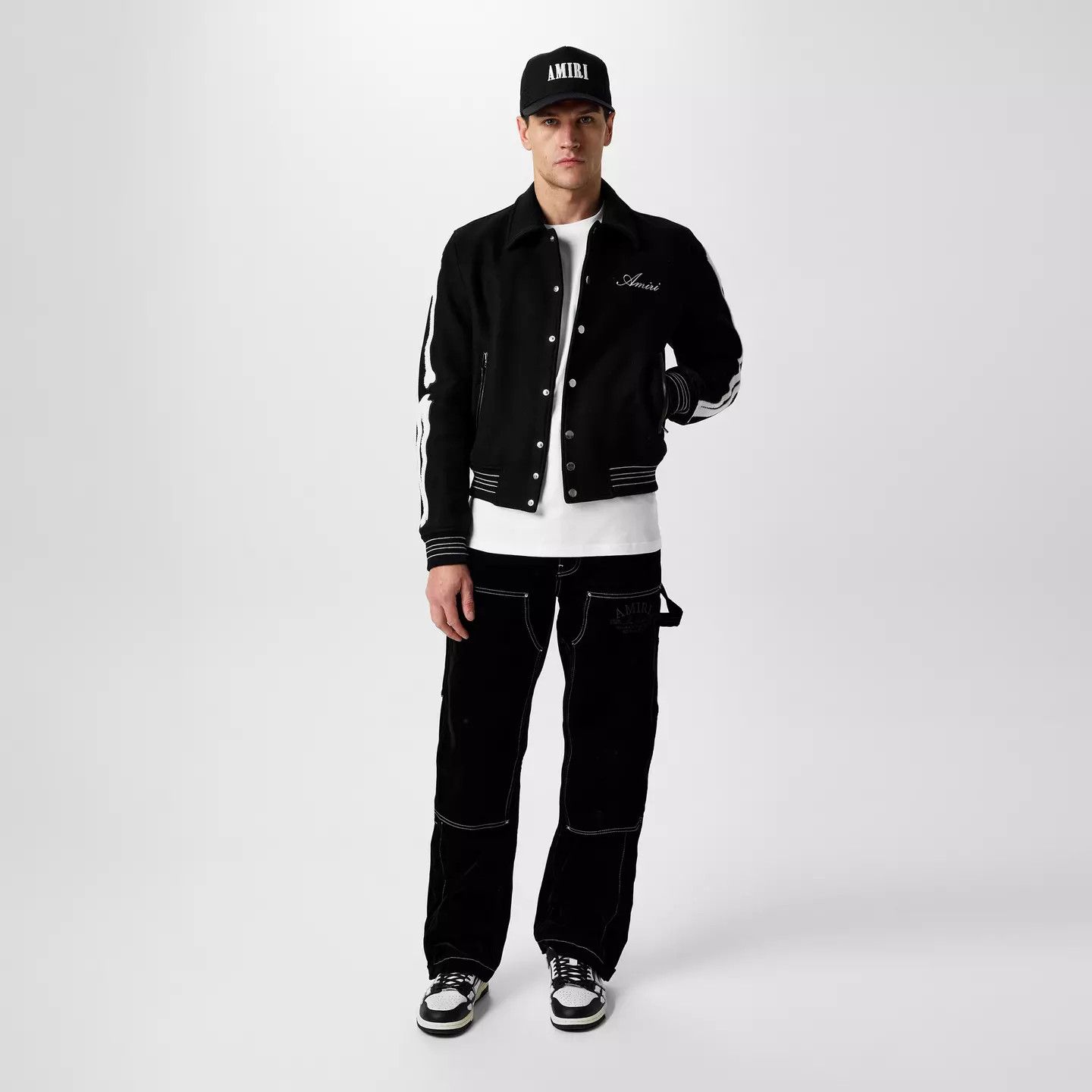 Amiri o1g2r1mq0426 Bones Wool Varsity Jacket in Black Size US XXL / EU 58 / 5 - 6 Thumbnail