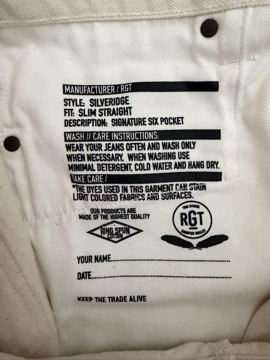 Rogue Territory Rogue Territory Silveridge Ecru Selvedge Denim – Size 33 Size US 33 - 5 Thumbnail