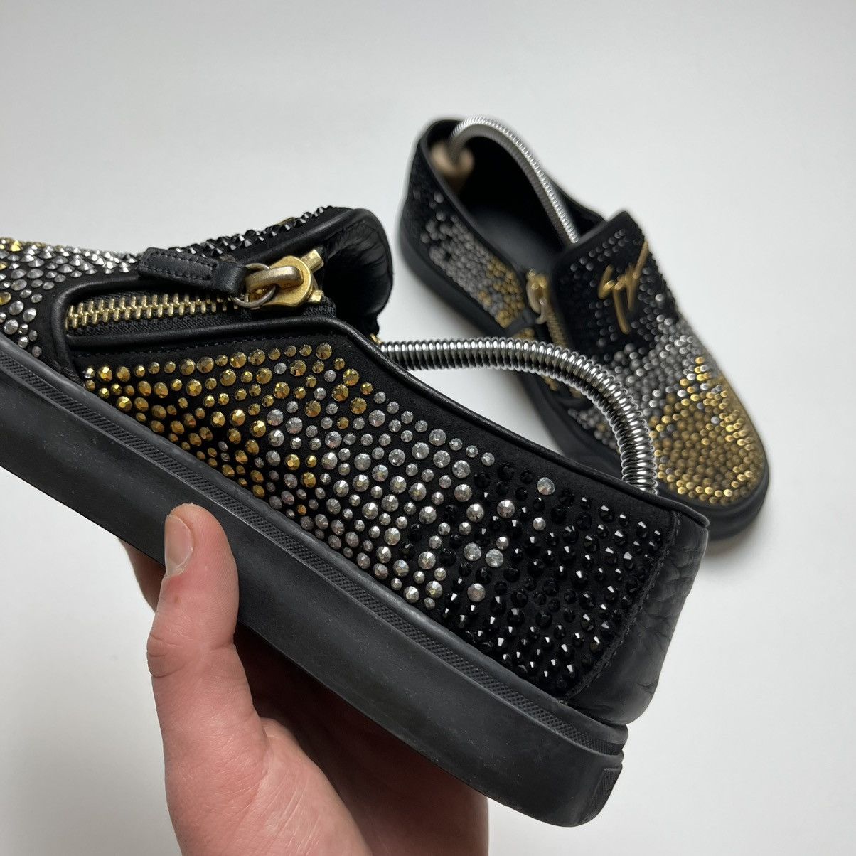 Giuseppe Zanotti Giuseppe Zanotti Suede Embellished Eve Slip-On Sneakers Size US 9 / IT 39 - 6 Thumbnail