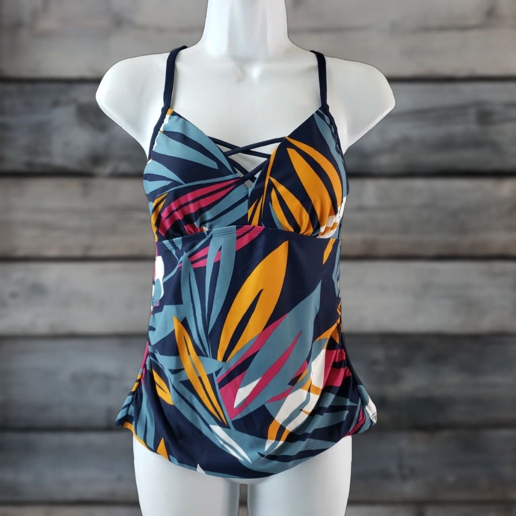 Vintage Kona Sol Tankini Top Womens Small Blue Pink Adjustable Straps Navy? Size S / US 4 / IT 40 - 1 Thumbnail
