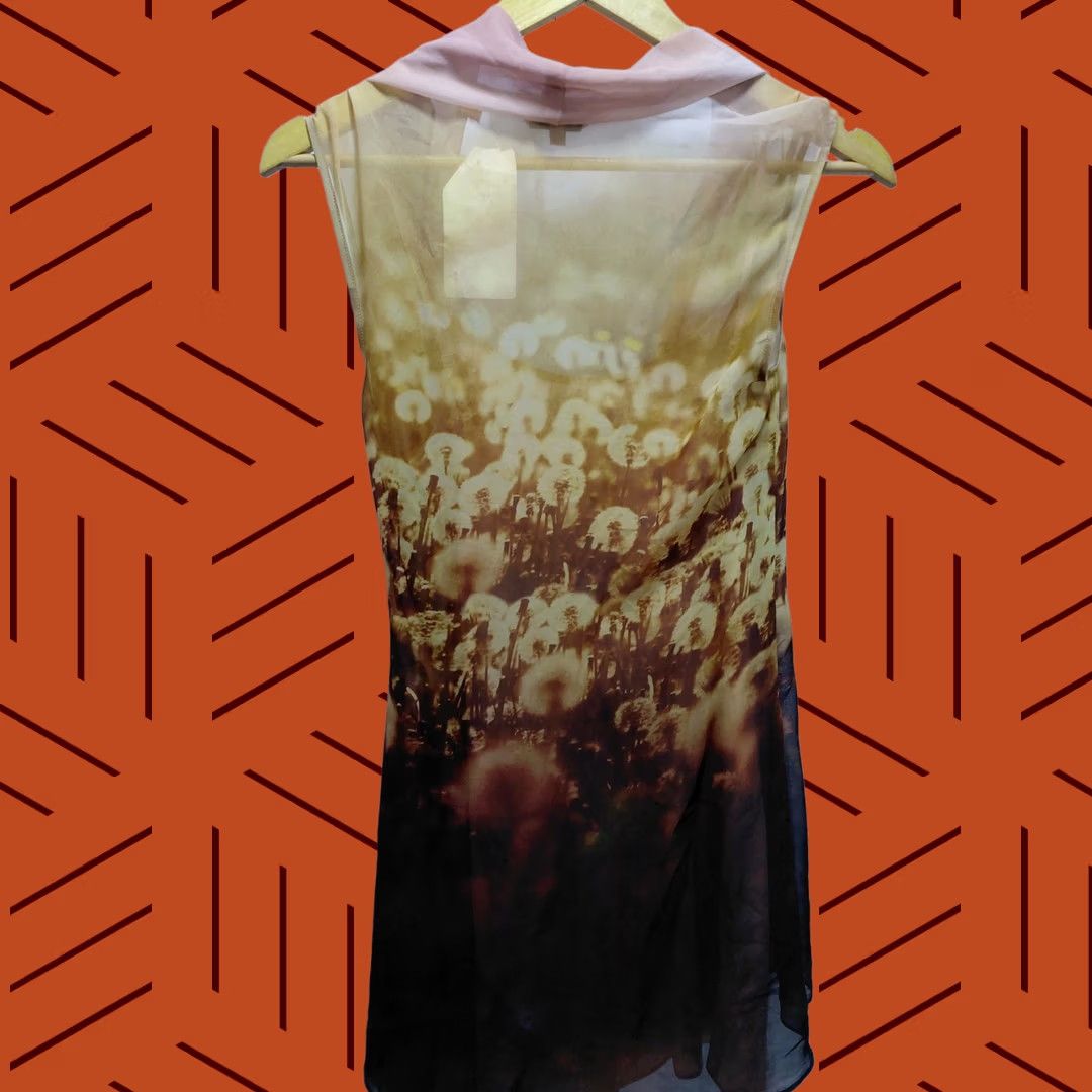 Ted Baker Ted Baker London Dandelion Print Sheer Dress Gradient Chiffon Midi 0 Beige Sleeveless Draped Neckline Fully Lined Party/Cocktail Womens Dress Size XS / US 0-2 / IT 36-38 - 1 Thumbnail