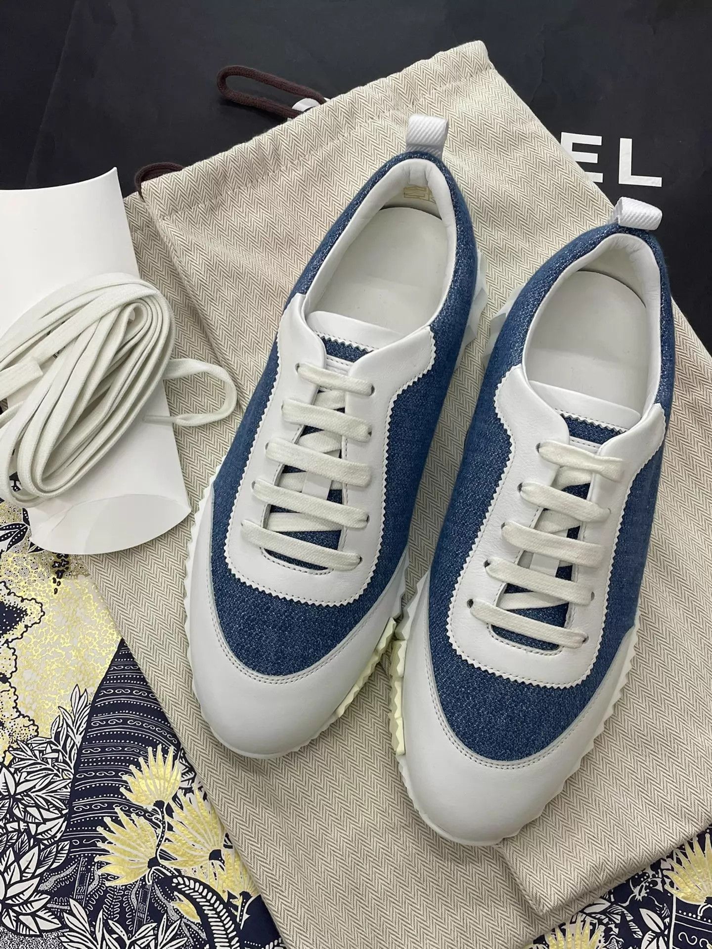 Hermes Hermes Denim Blue Color Block Sneakers Women's 38 New Unworn Size US 7.5 / IT 37.5 - 1 Thumbnail
