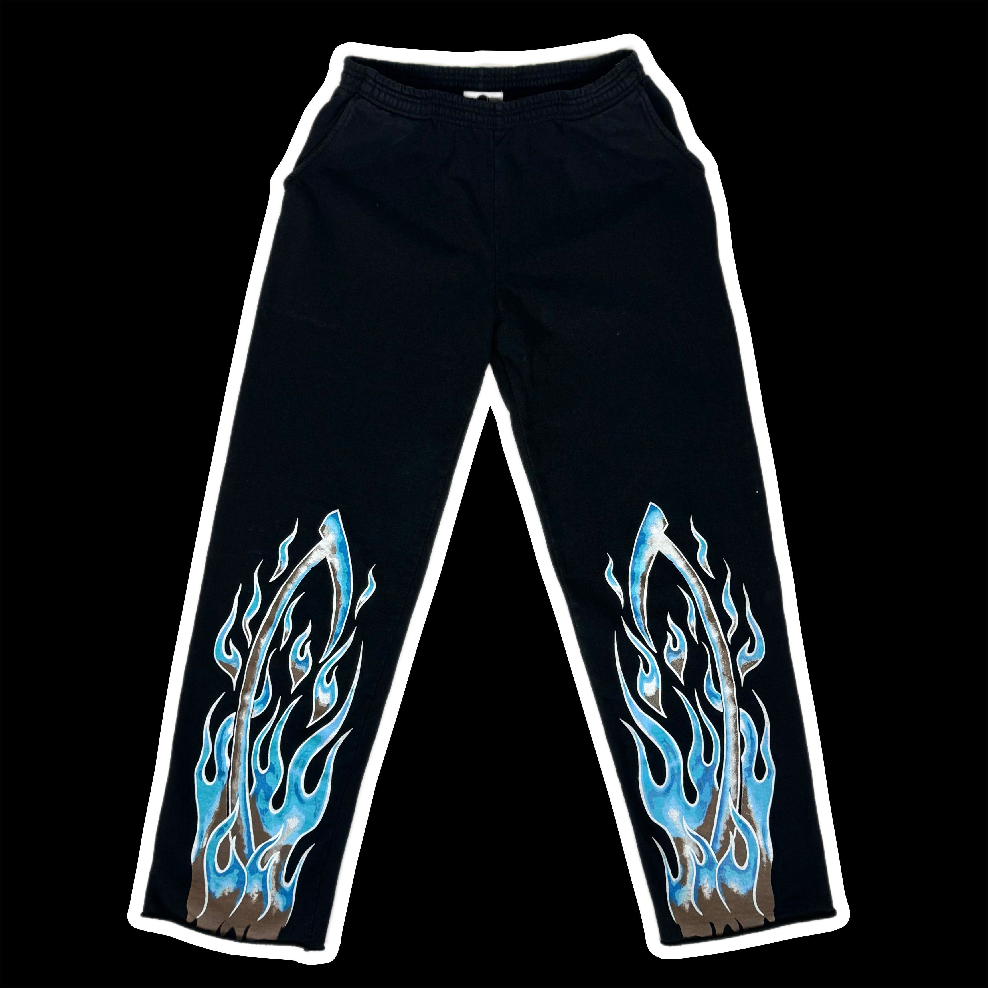 image of Warren Lotas Airbrush Scythe Flame Sweatpants Black, Men's (Size 35)