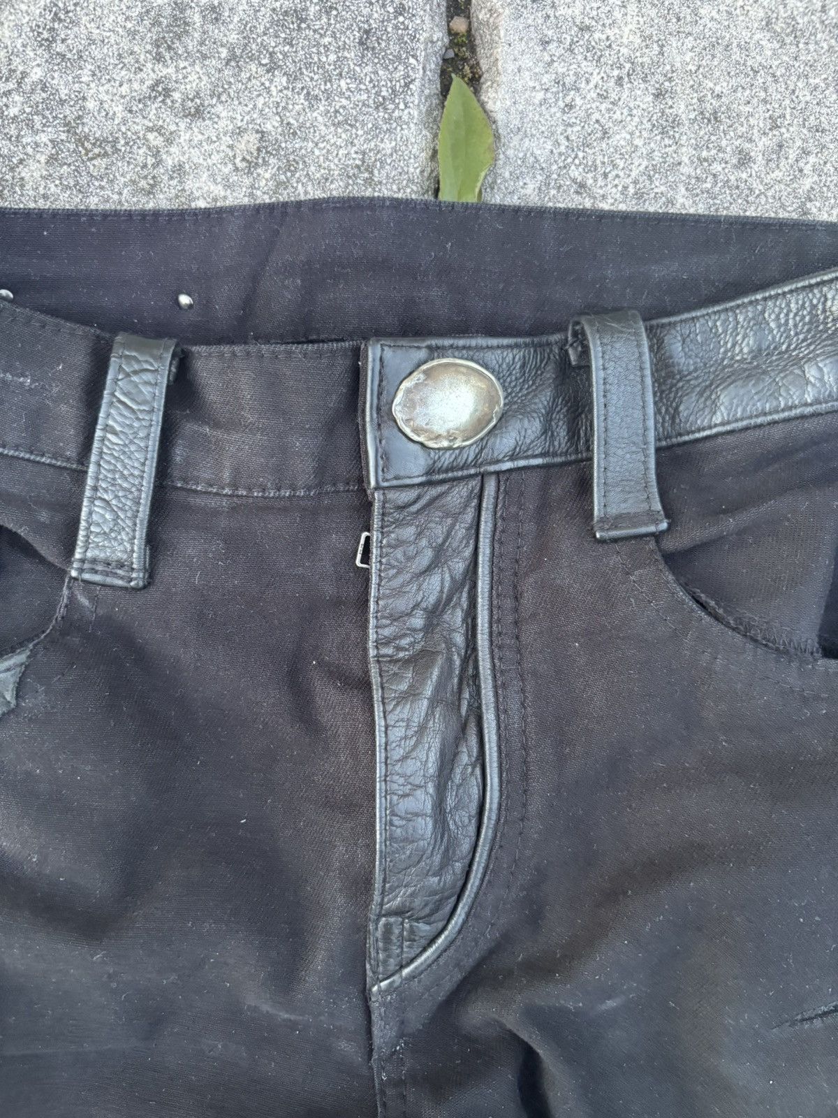 14th Addiction 14th Addiction leather hybrid waxed flared jeans Size US 28 / EU 44 - 6 Thumbnail