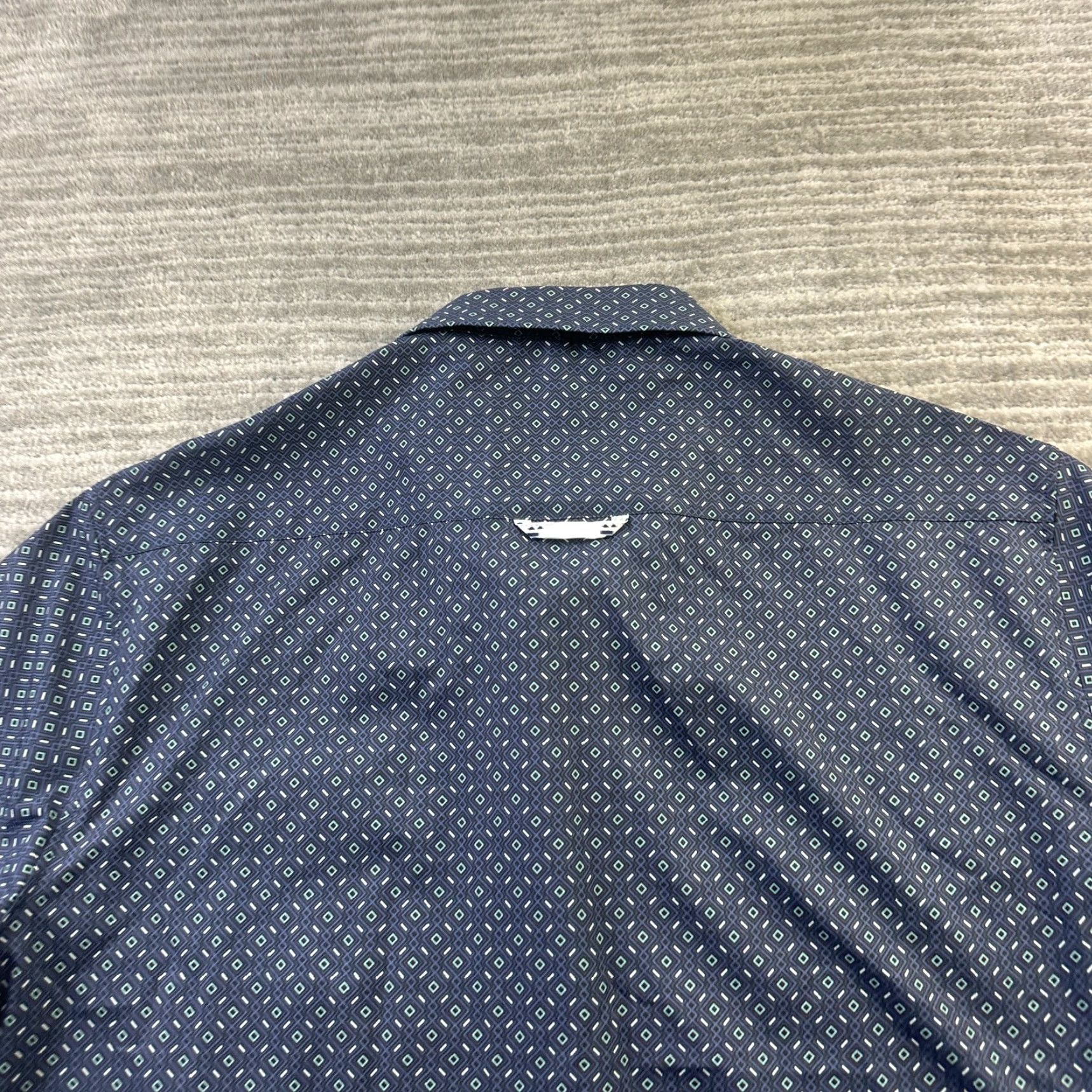 Vintage 7 Diamonds Shirt Mens Medium Blue 4 Way Stretch Geometric Button Up Size US M / EU 48-50 / 2 - 6 Thumbnail