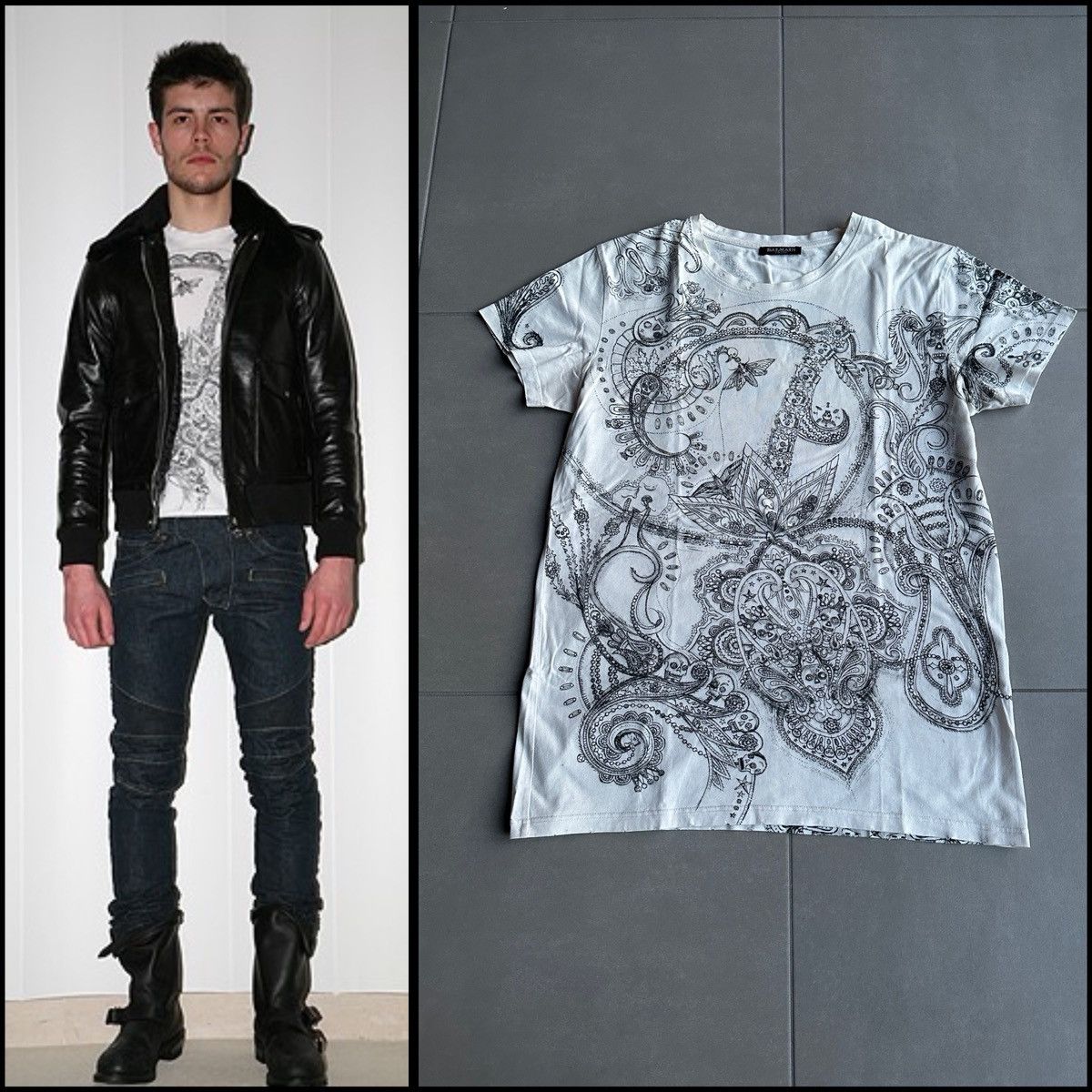 Balmain Balmain Homme AW09 distressed paisley print t-shirt Size US L / EU 52-54 / 3 - 1 Thumbnail