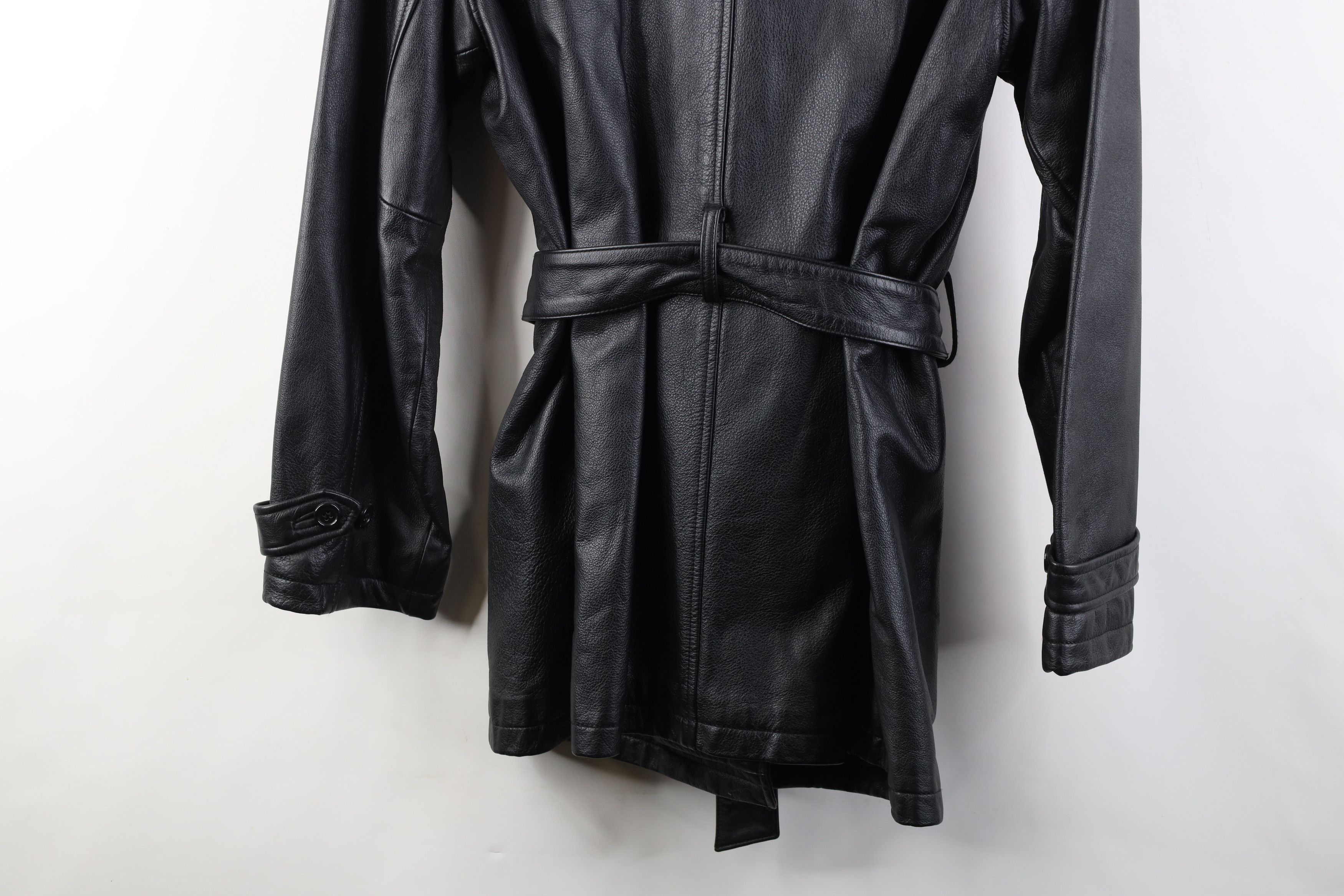 Vintage Vintage 90s Streetwear Breasted Belted Leather Trench Coat Size S / US 4 / IT 40 - 16 Thumbnail
