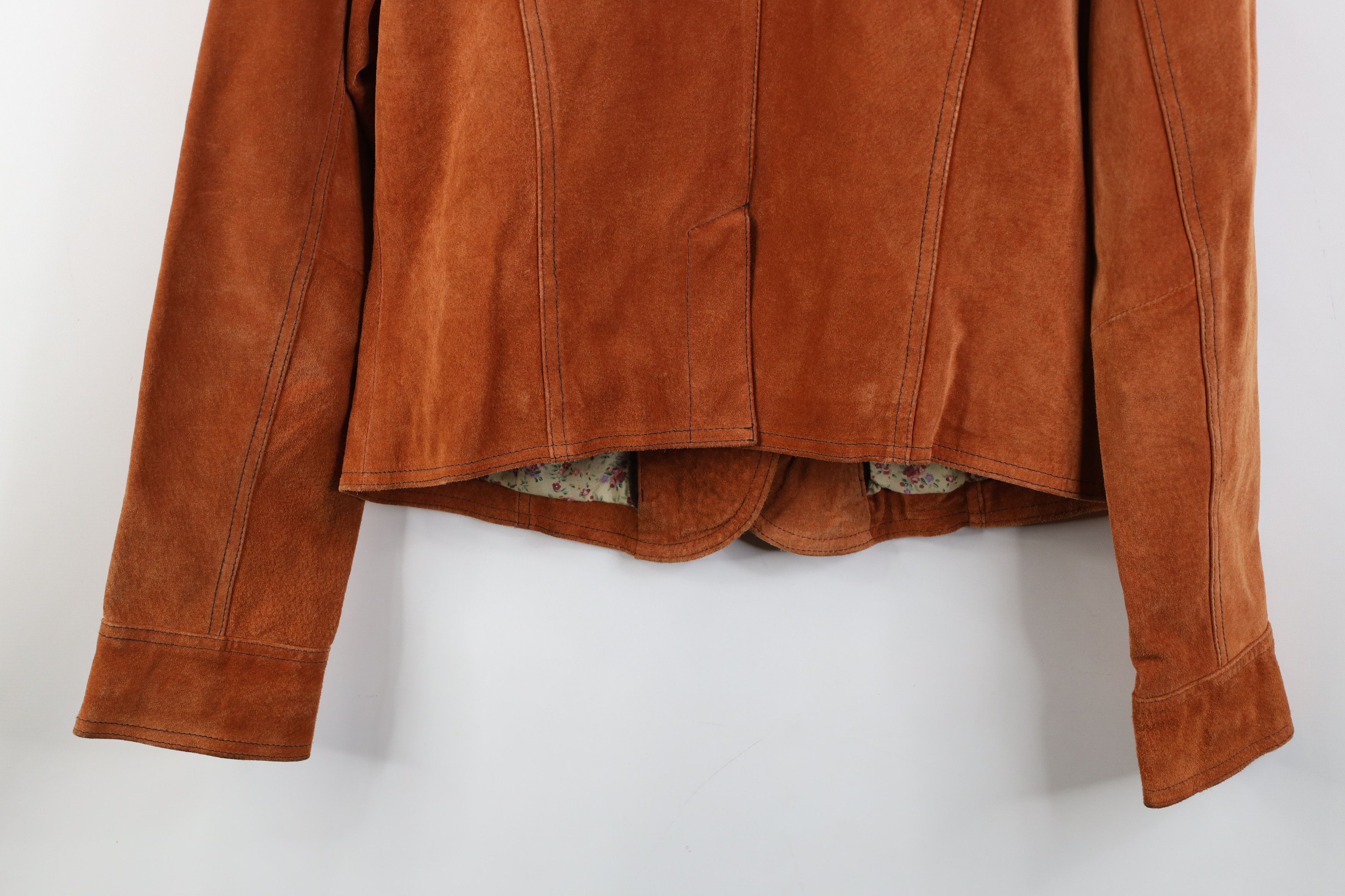 Vintage Vintage 90s Streetwear Suede Leather Jacket Burnt Orange Size L / US 10 / IT 46 - 15 Thumbnail