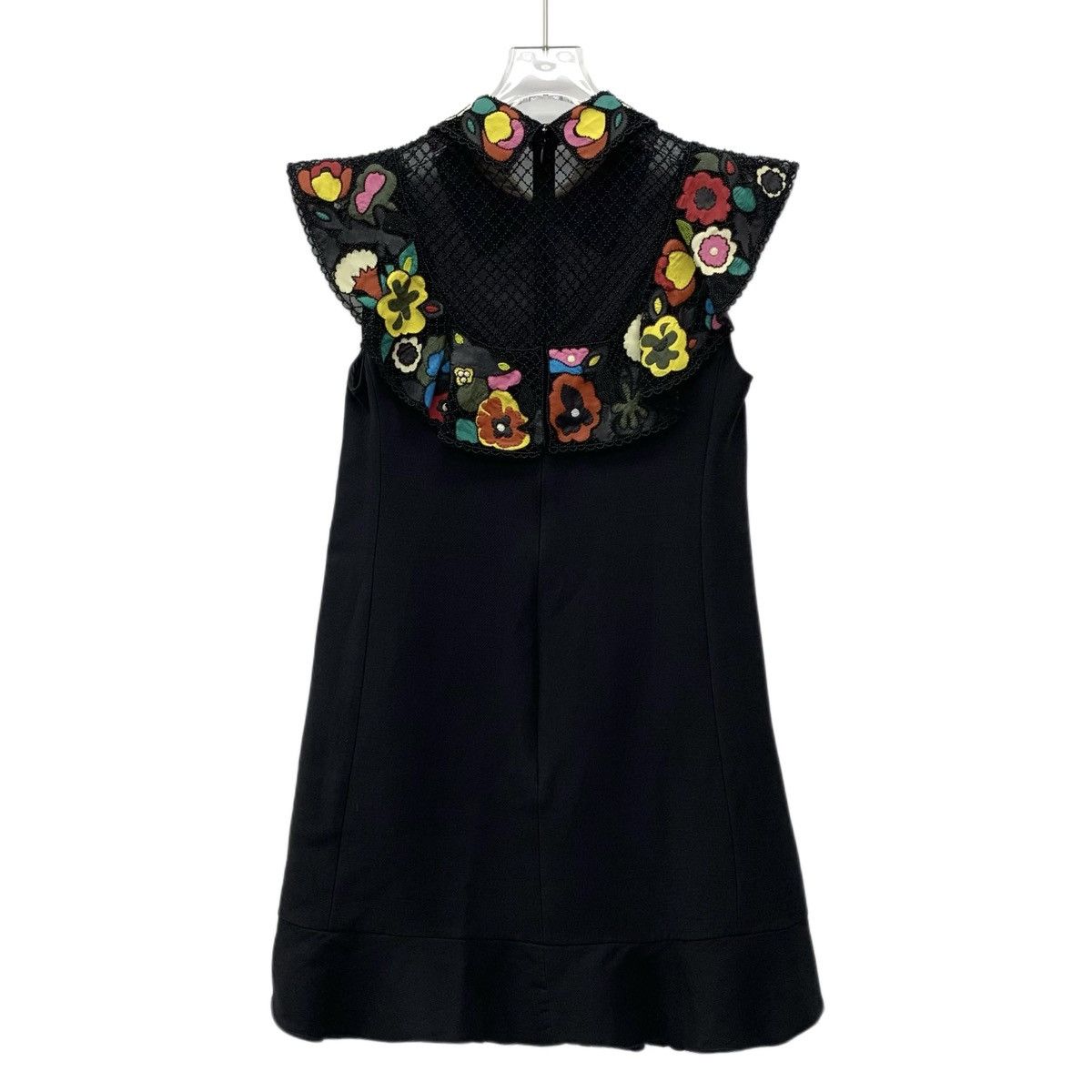 Valentino Valentino Black Lace Beaded Wool Lapel Ruffle Dress Size M / US 6-8 / IT 42-44 - 2 Thumbnail