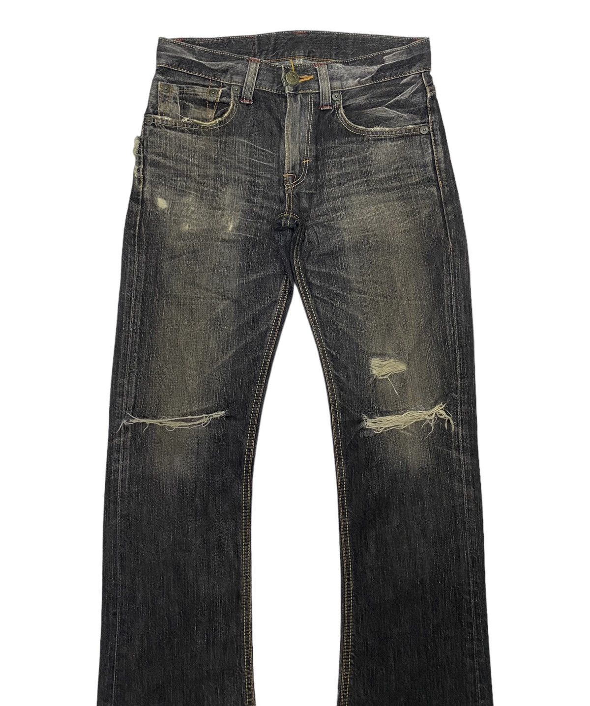 If Six Was Nine × Le Grande Bleu (L.G.B.) 🔥EDWIN FLARE DISTRESSED DENIM JEANS IFSIXWASNINE LGB STYLE Size US 30 / EU 46 - 5 Thumbnail