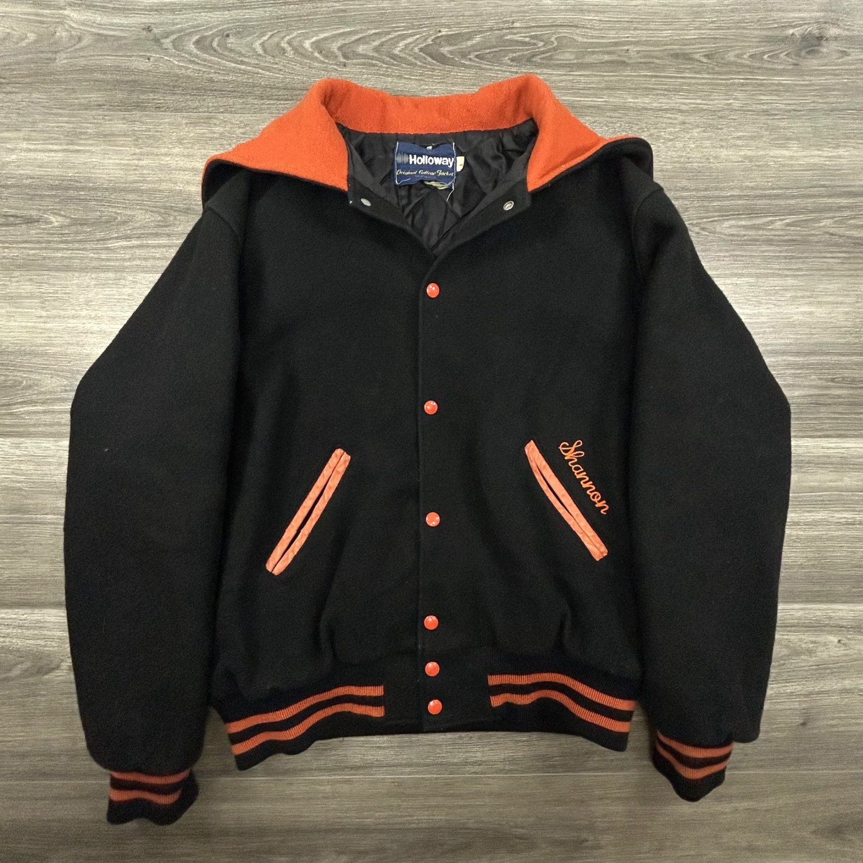 Holloway VINTAGE True 80s Holloway Jacket Varsity Mens Large Wool Hooded Scuba Made in USA Black Runtime? Size US L / EU 52-54 / 3 - 5 Thumbnail