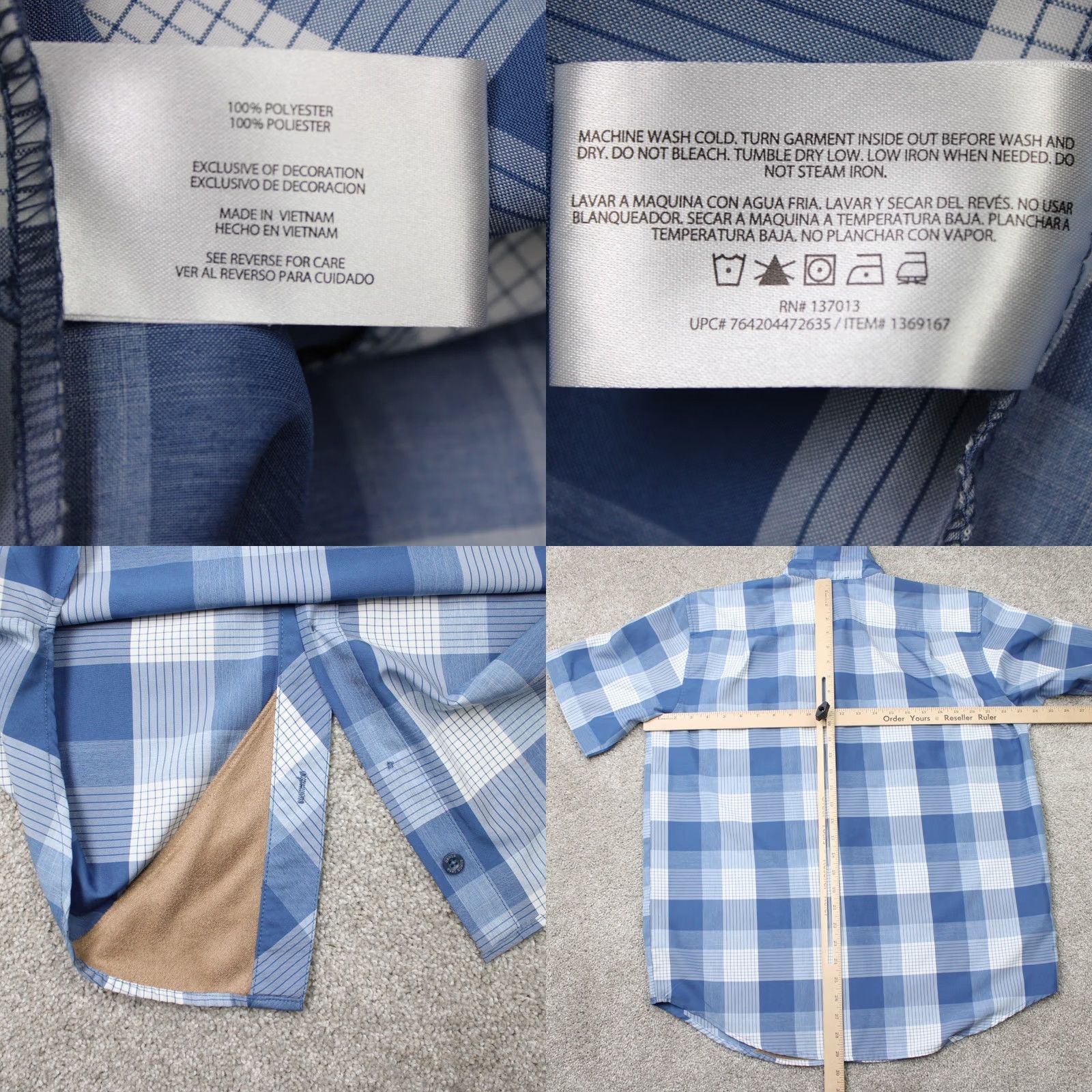 Orvis Orvis Shirt Mens Large Blue Plaid Three Forks Knit Short Sleeve Button Hiking Size US L / EU 52-54 / 3 - 8 Thumbnail