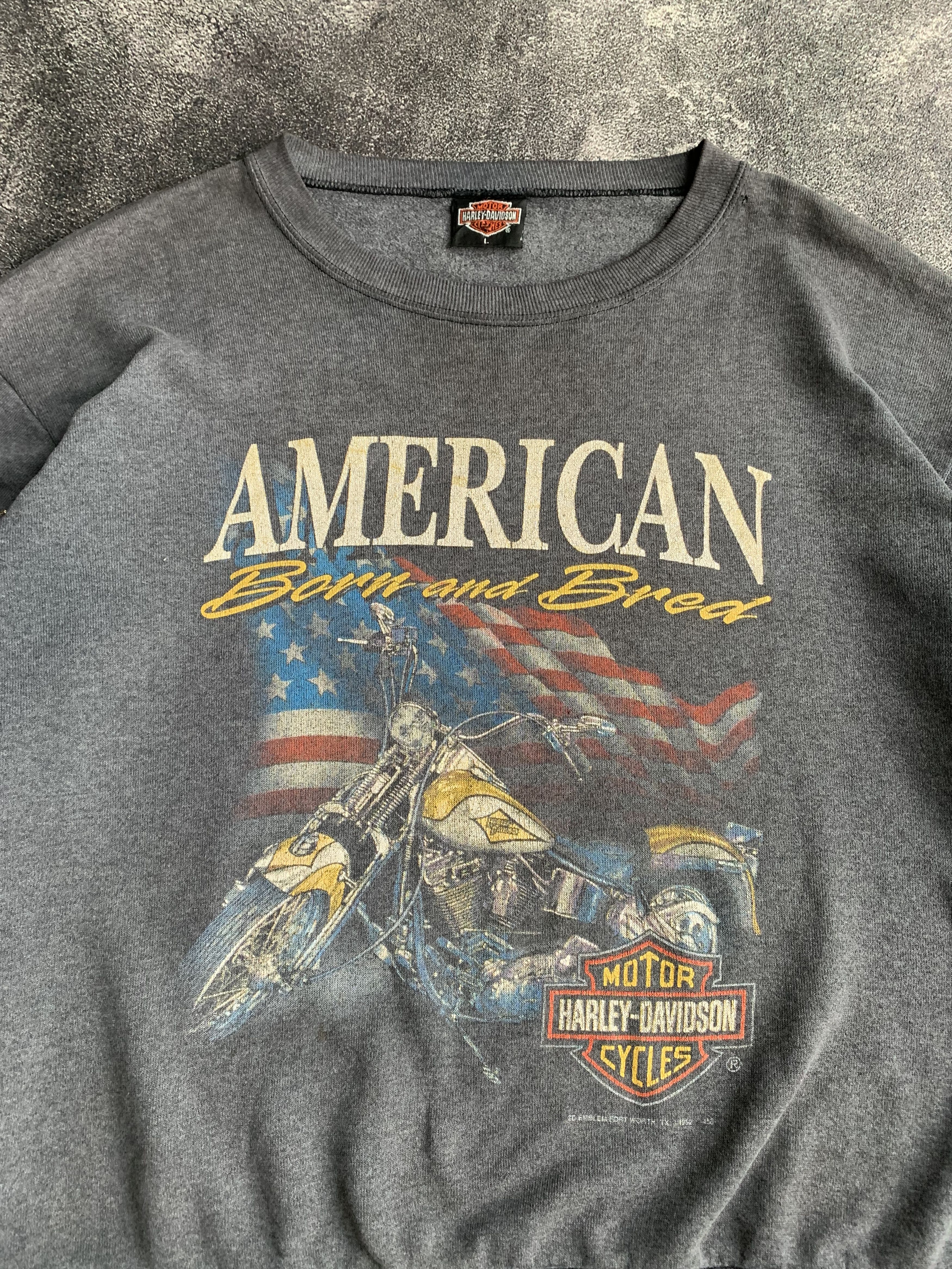 Harley Davidson 💎 Vintage Faded 3D Emblem 1992 Harley Davidson Sweatshirts Size US L / EU 52-54 / 3 - 3 Thumbnail
