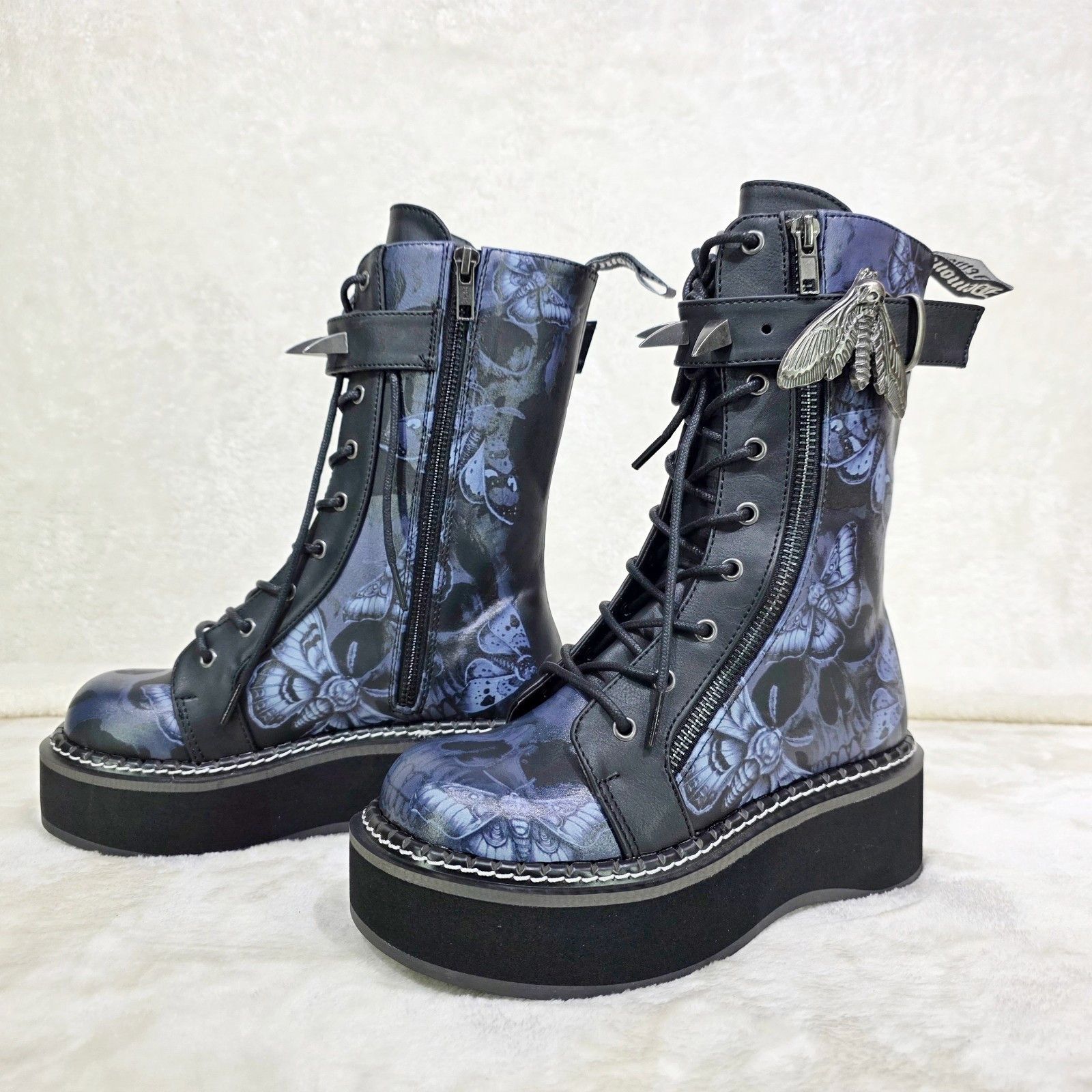 Demonia Cult DEMONIA Emily Death Moth Skull Graphic Print Platform Goth P Size US 7 / IT 37 - 8 Thumbnail