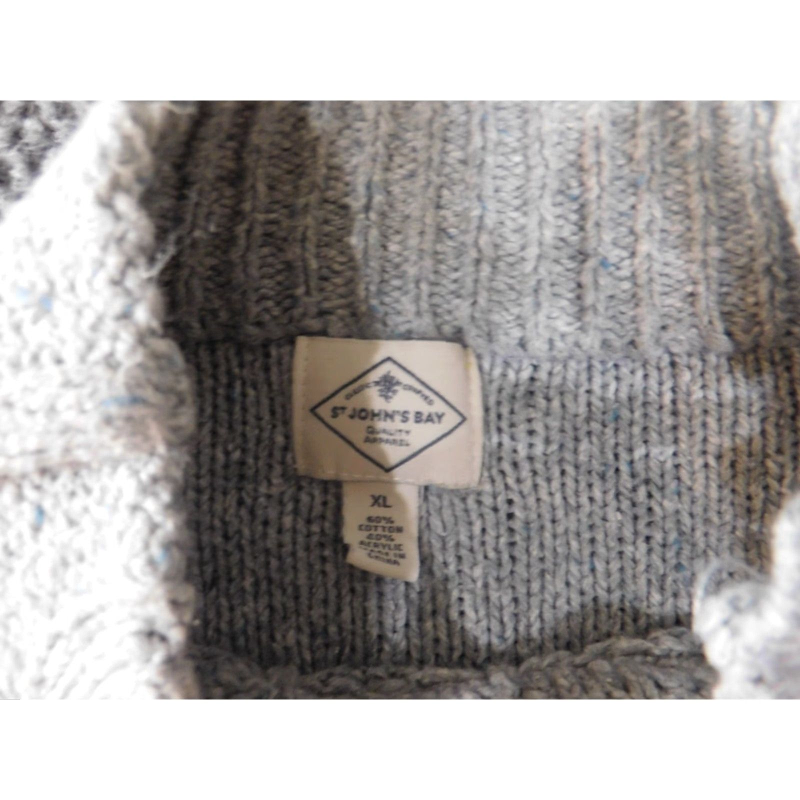 Vintage St. John's Bay Sweater Pullover Womens XL Gray Knit Lightweight Stretch Crew Neck Long Sleeve Size XL / US 12-14 / IT 48-50 - 5 Thumbnail