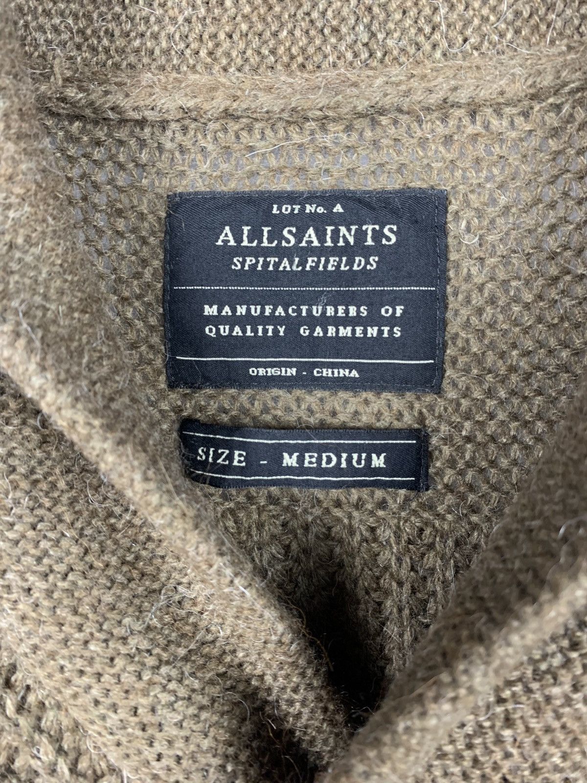 Allsaints Spitalfields Furness Cardigan Men’s Size M Olive
