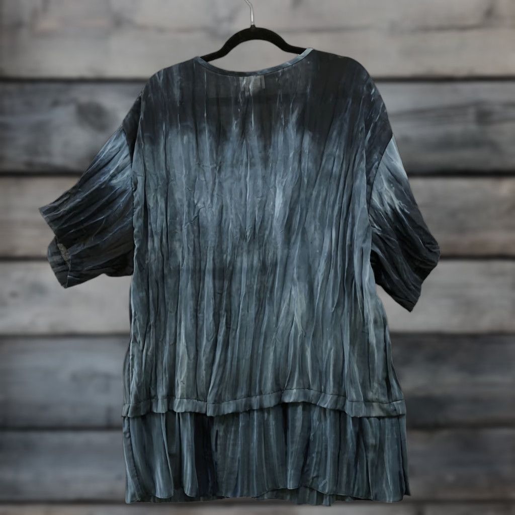 Vintage VINTAGE Blouse Tunic Top Womens 20W Blue Tie Dye Short Sleeve Relaxed Art Size 3XL / US 20-22 - 1 Thumbnail