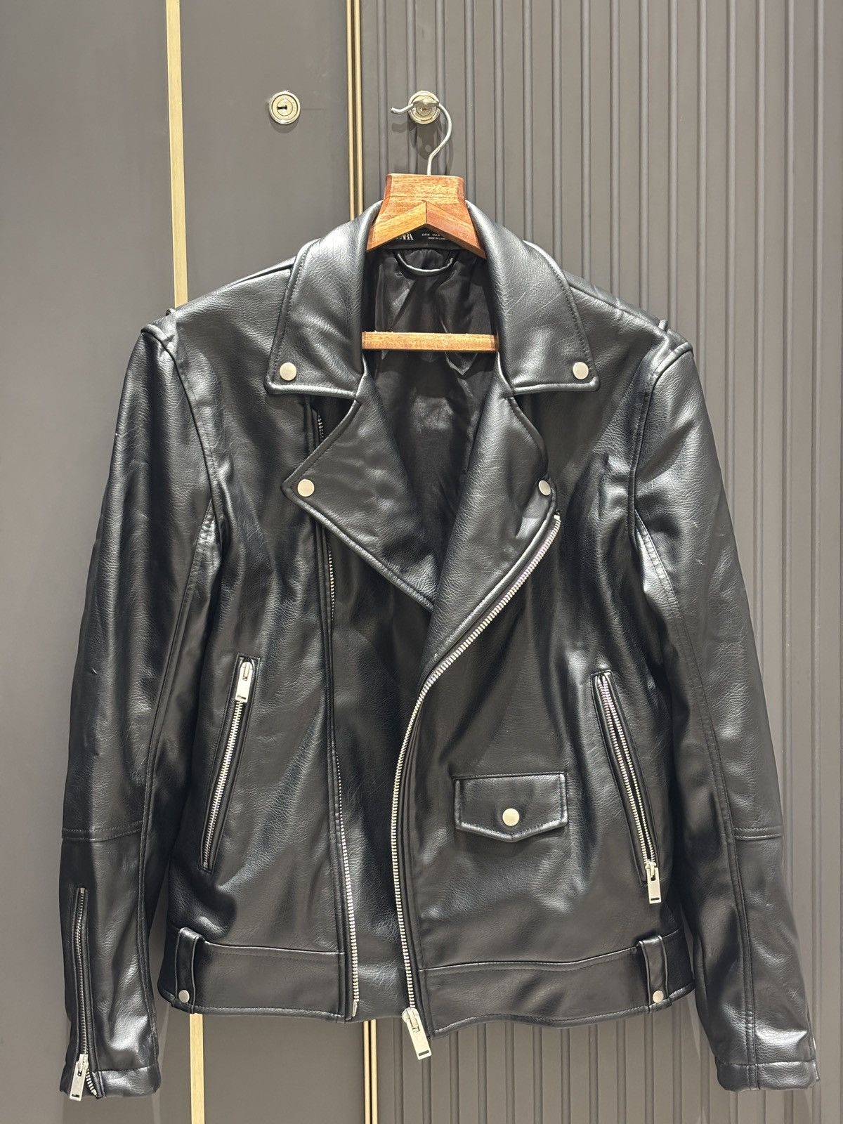 Zara Black Leather Biker Jacket Size US S / EU 44-46 / 1 - 2 Thumbnail
