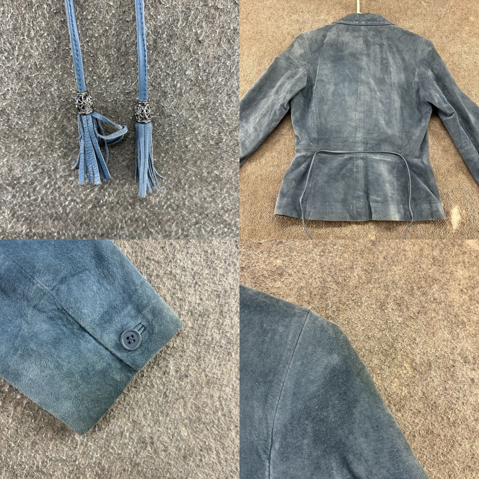 Vintage Gorgiou Studio Blazer Womens 4 Blue Leather Paisley Lined Button Regular Size 4 Western Fashion Womens Size S / US 4 / IT 40 - 8 Thumbnail