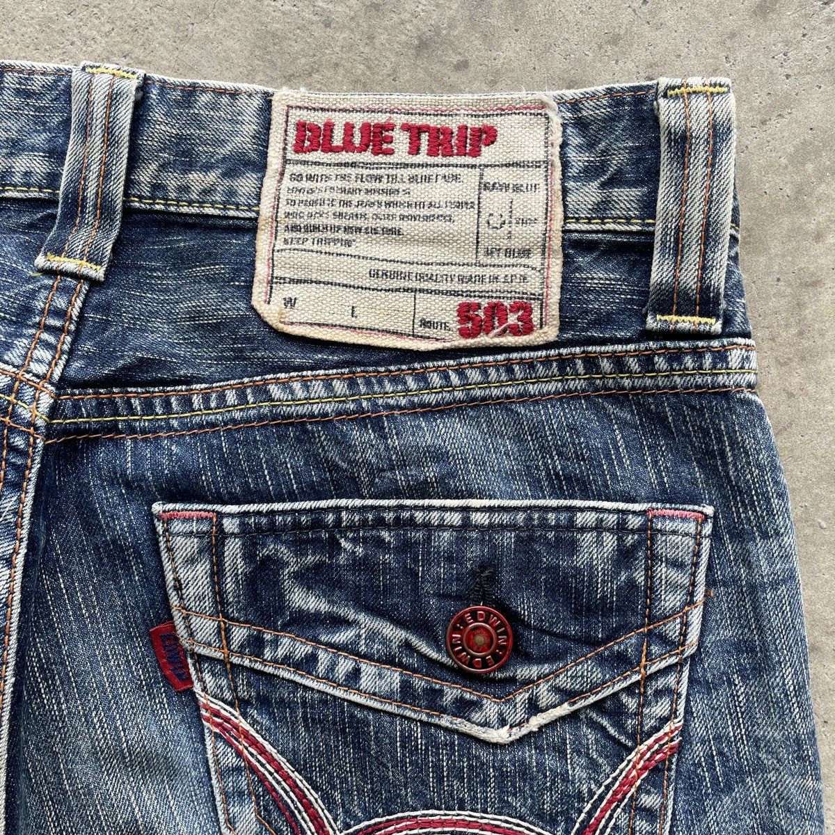 Edwin Vintage Edwin 503 Distressed FLARE Faded Jeans Pants Denim Size US 30 / EU 46 - 8 Thumbnail