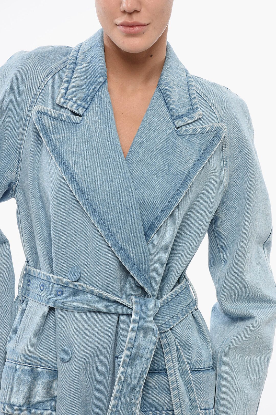 Dries Van Noten og1mm0426 Double-Breasted Denim Coat in Light Blue Size XS / US 0-2 / IT 36-38 - 3 Thumbnail