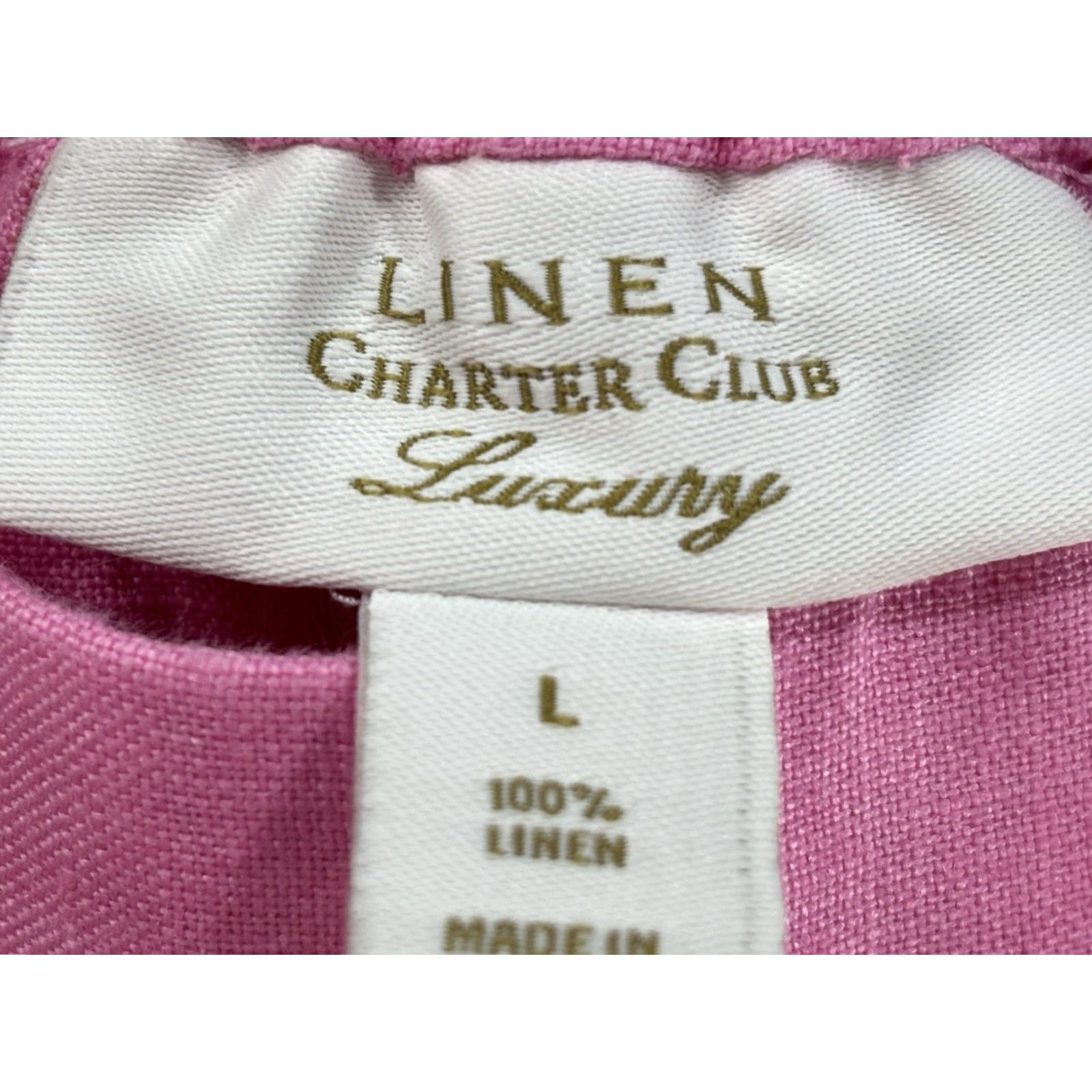 Charter Club Charter Club Luxury Linen Capri Pants Sz Large Women’s Pink Pull On Eyelet Trim Size 36" / US 14 / IT 50 - 6 Thumbnail