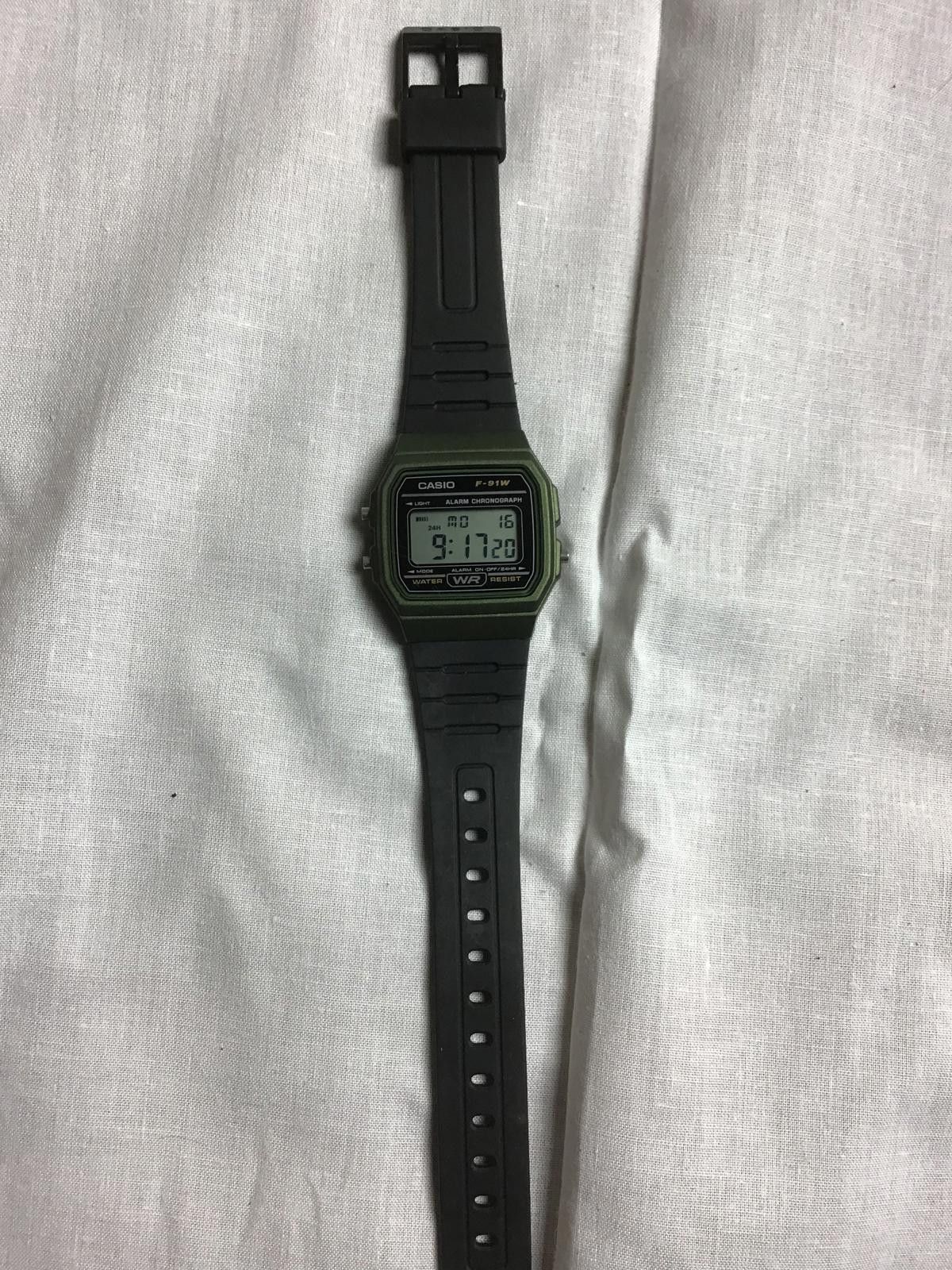 Casio Casio F-91W Digital Watch with Green Face and Black Strap Size ONE SIZE - 6 Thumbnail