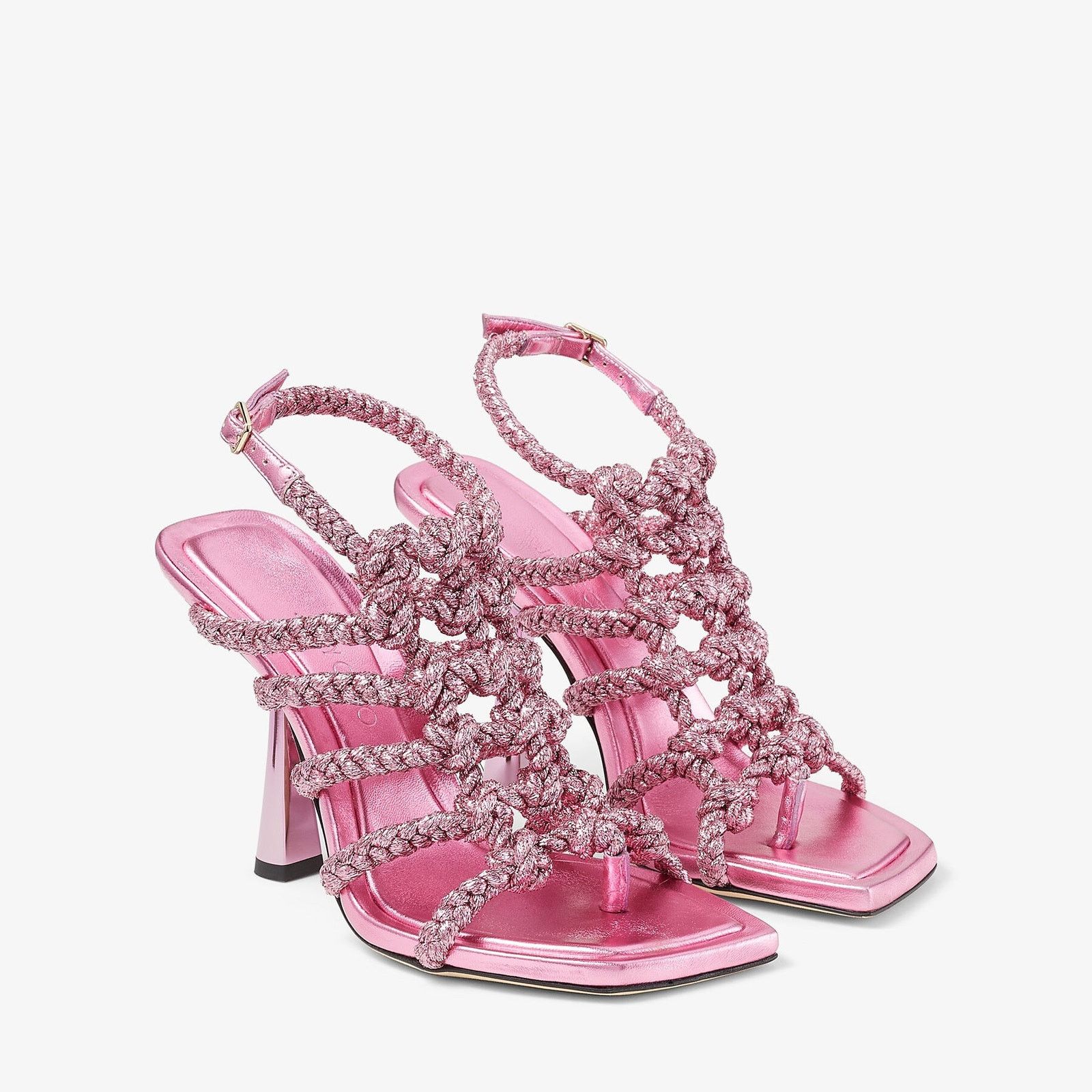 Jimmy Choo JIMMY CHOO Pink Metallic Lurex Sandals Size US 6.5 / IT 36.5 - 1 Preview
