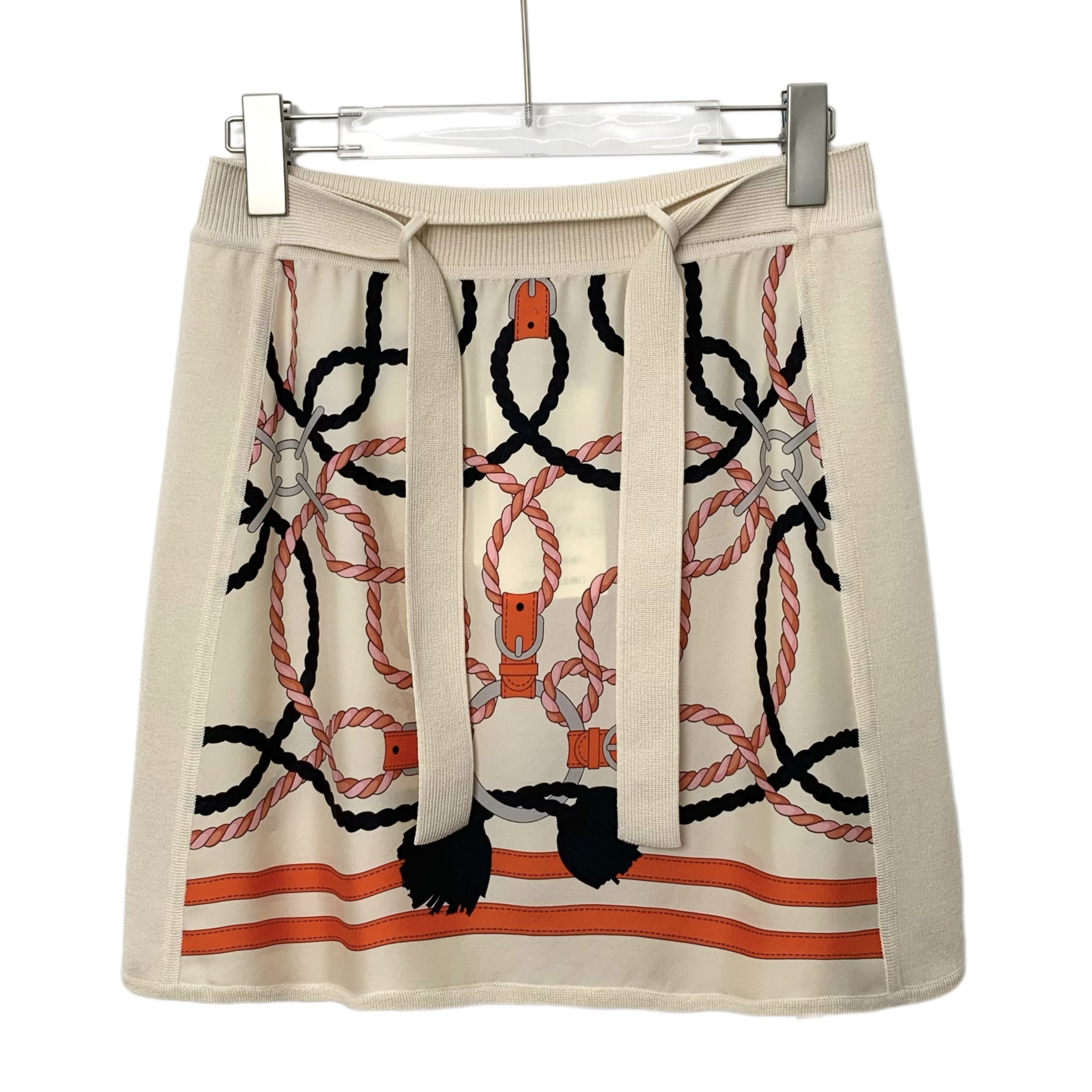 Dior Hermès Skirt – Beige Lock Rope Silk Mix (Size XS) Size 25" / US 0 / IT 36 - 1 Thumbnail