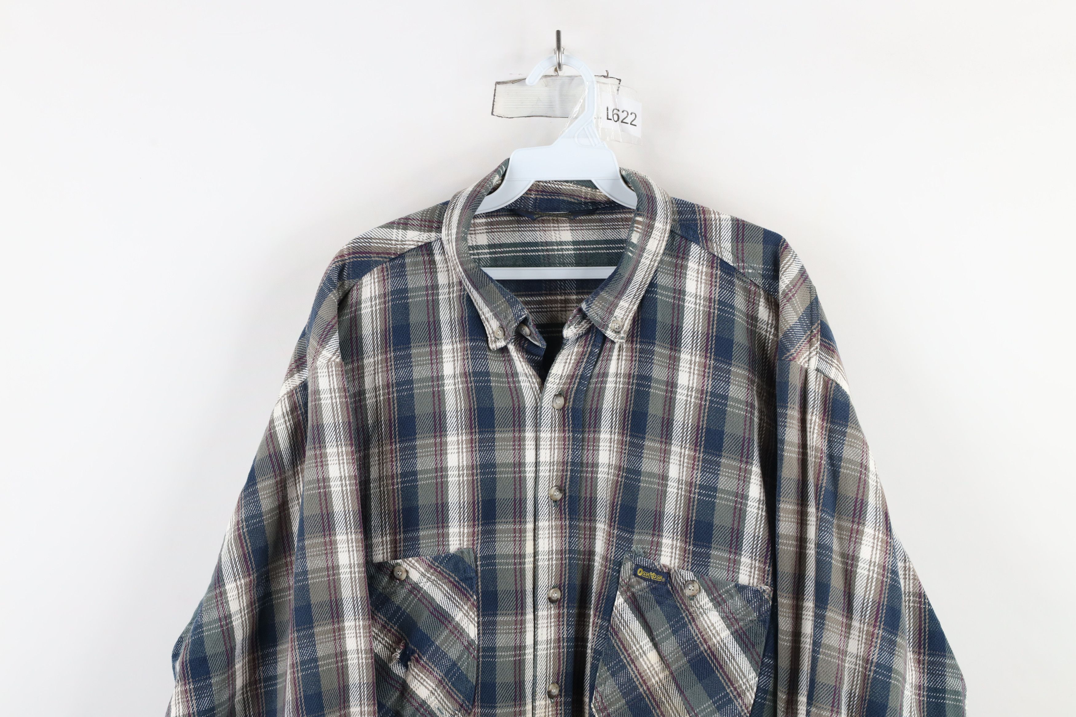 Vintage Vintage 90s OshKosh B'Gosh Heavy Flannel Button Shirt USA Size US XXL / EU 58 / 5 - 2 Thumbnail