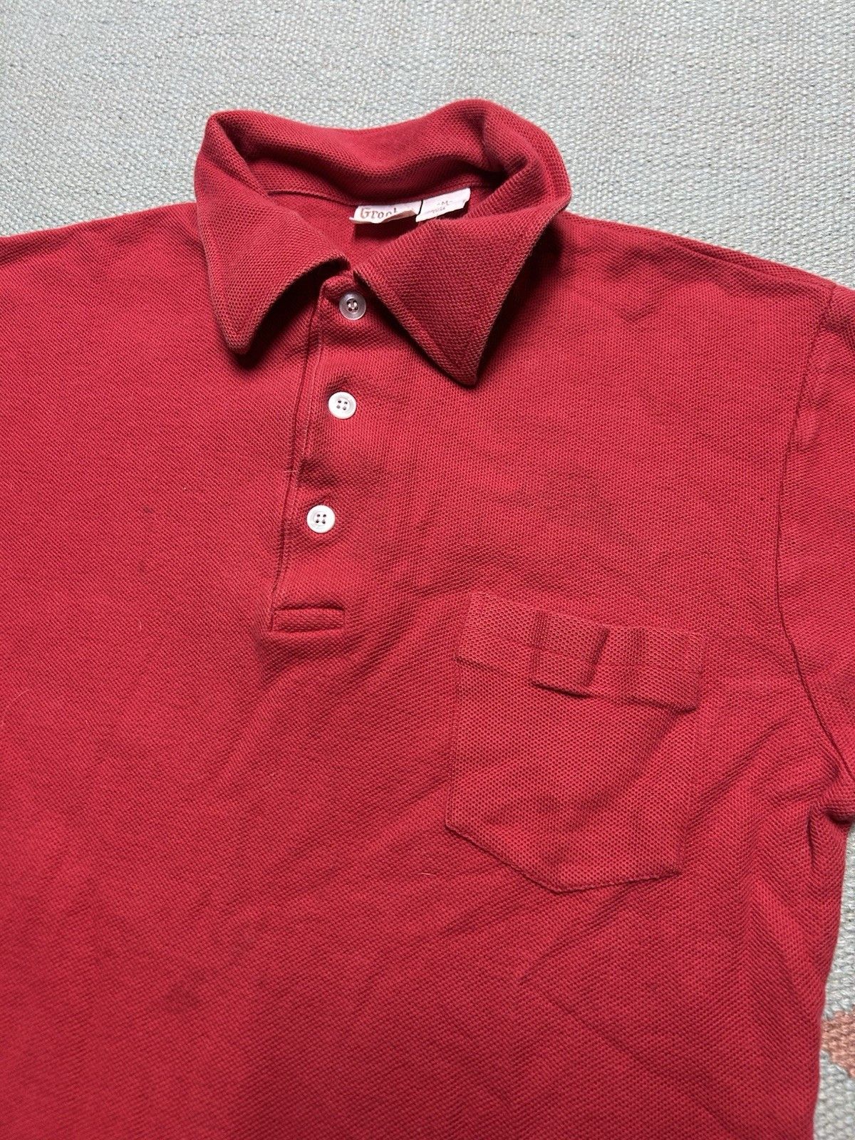 Vintage Vintage 1970s polo shirt blank crimson cotton knit medium Size US M / EU 48-50 / 2 - 2 Thumbnail