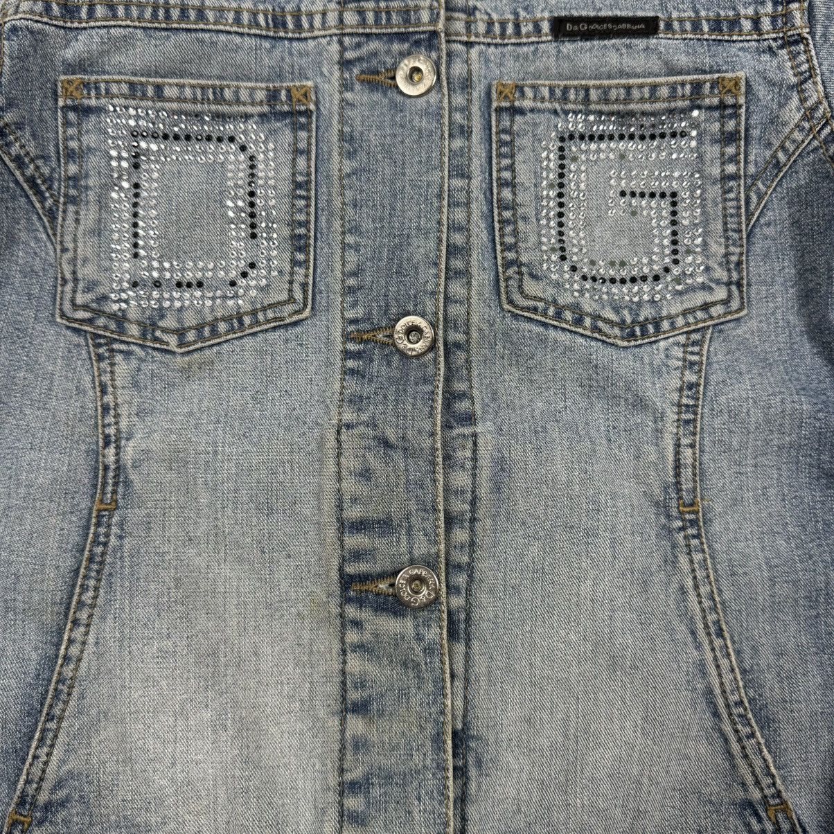 Dolce & Gabbana × Vintage Vintage Dolce & Gabbana Y2K Big Logo Washed Denim Jacket Size M / US 6-8 / IT 42-44 - 15 Thumbnail