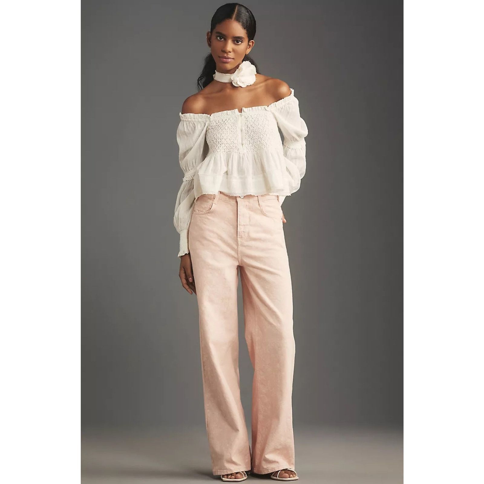 Anthropologie NWT Pilcro Flocked A-Line High-Rise Wide-Leg Jeans $148 23T Size 23" - 1 Thumbnail