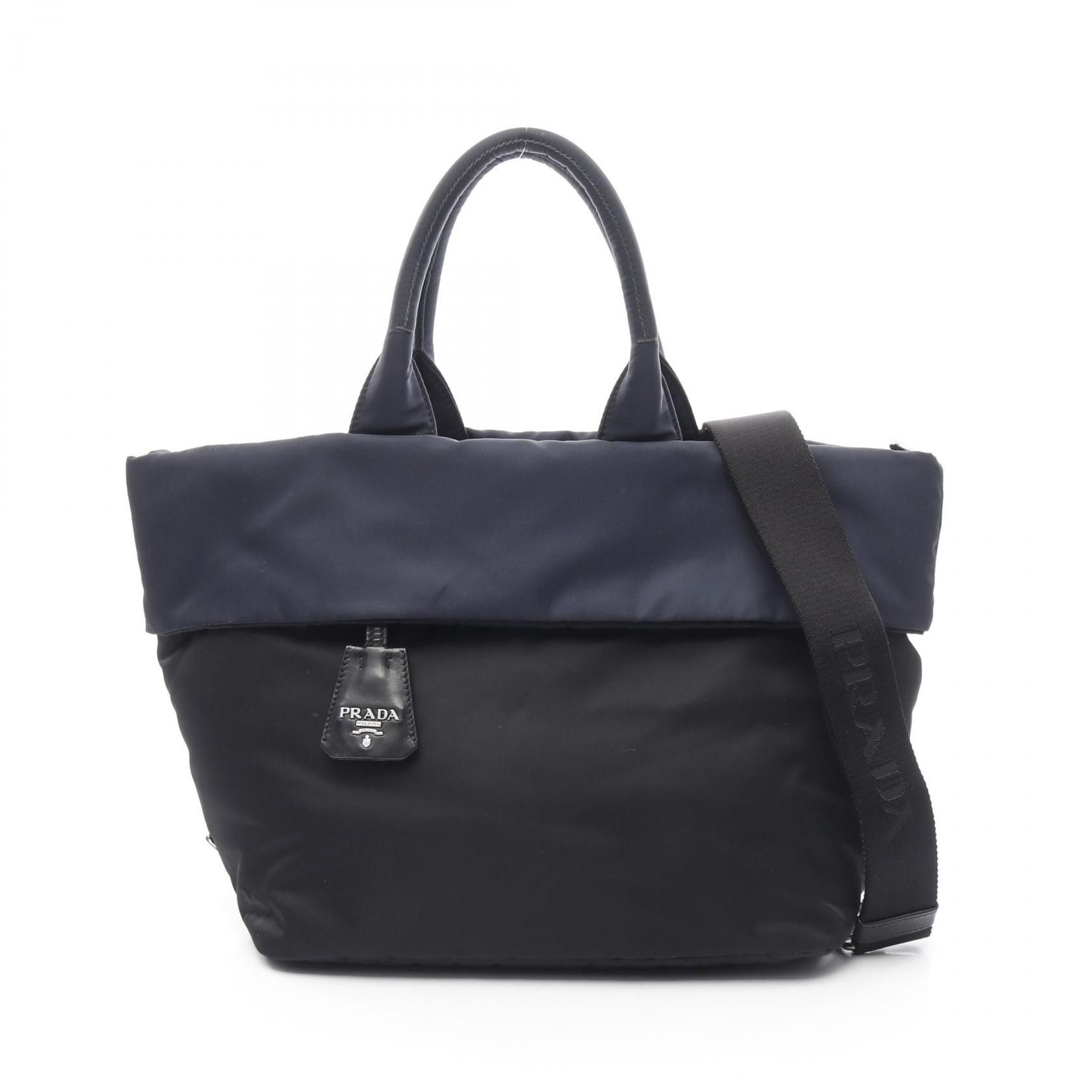 Prada Prada Tessuto Double Nylon Leather Tote Bag Leather Tote Bag B1959V in Black, Women's