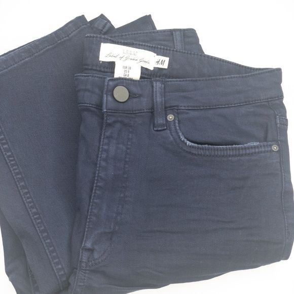 H&M H&M Dark Blue Stretchy High Waisted Denim Pants Size 30" / US 8 / IT 44 - 3 Thumbnail