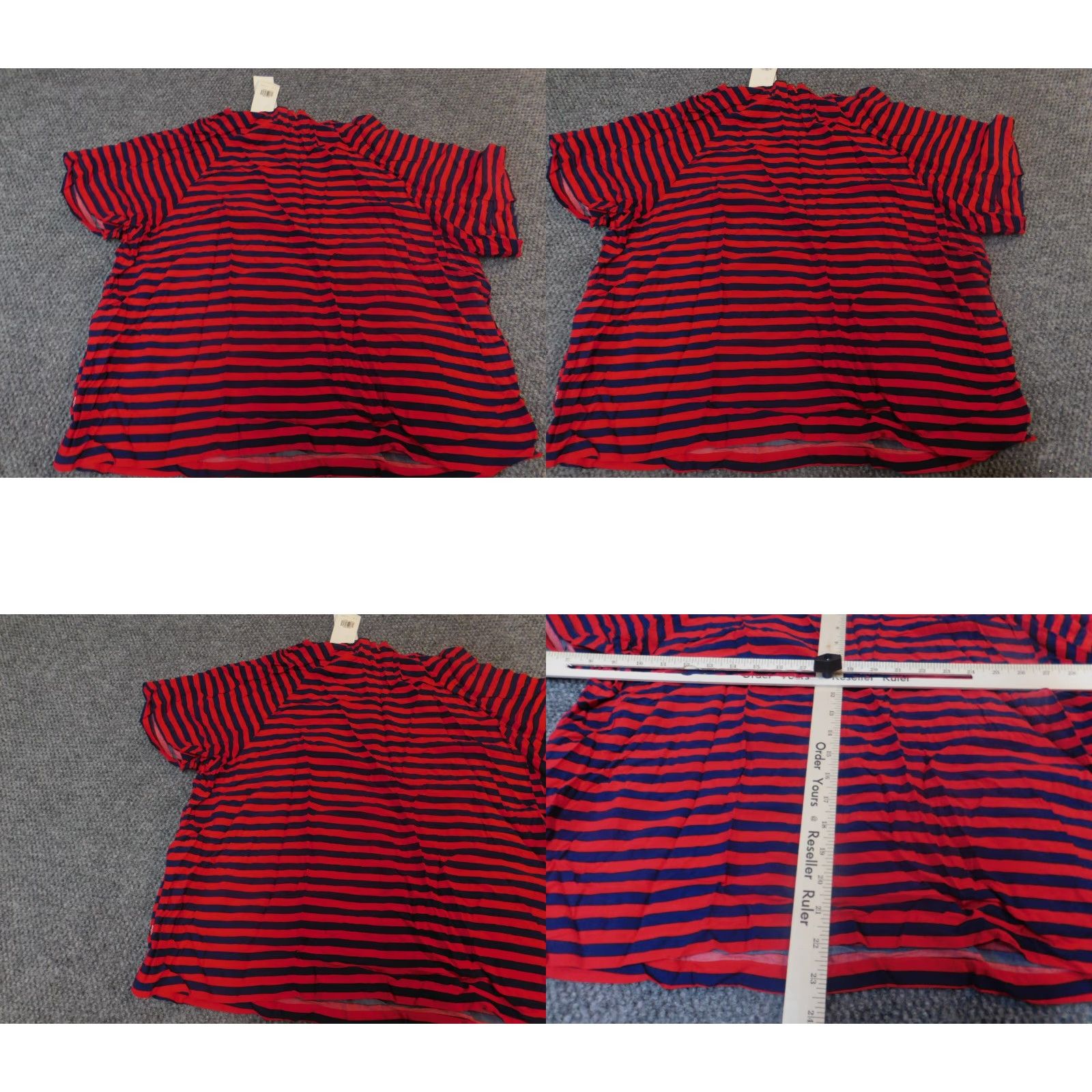 Levi's Levi's Blouse Shirt Womens 1X Red Striped Viscose Rayon Crew Neck Pullover Casual Regular Button Army Style N/A Size XL / US 12-14 / IT 48-50 - 8 Thumbnail