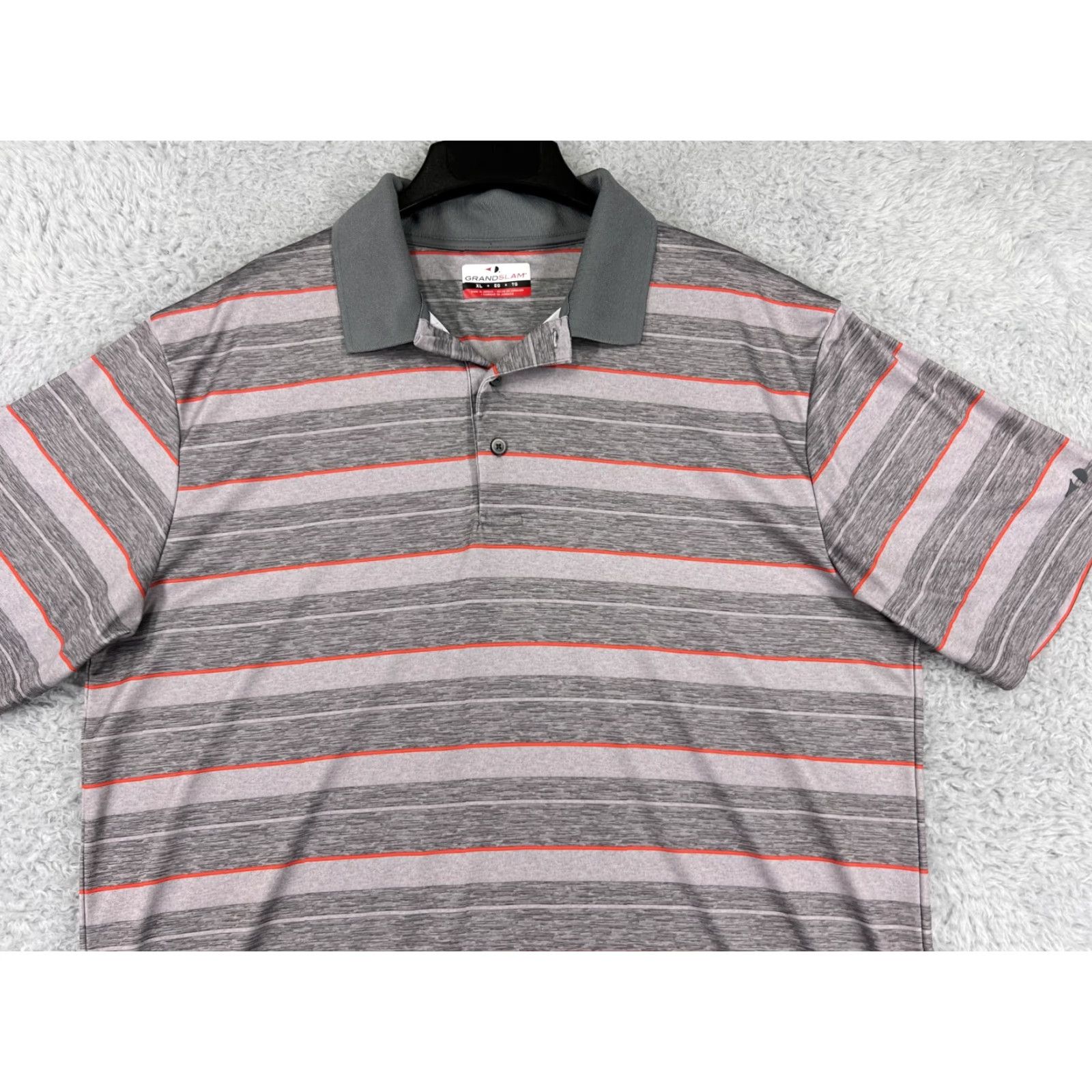 Vintage Grand Slam Polo Shirt Mens Extra Large Gray Red Striped Collared 100% Polyester Size US XL / EU 56 / 4 - 5 Thumbnail