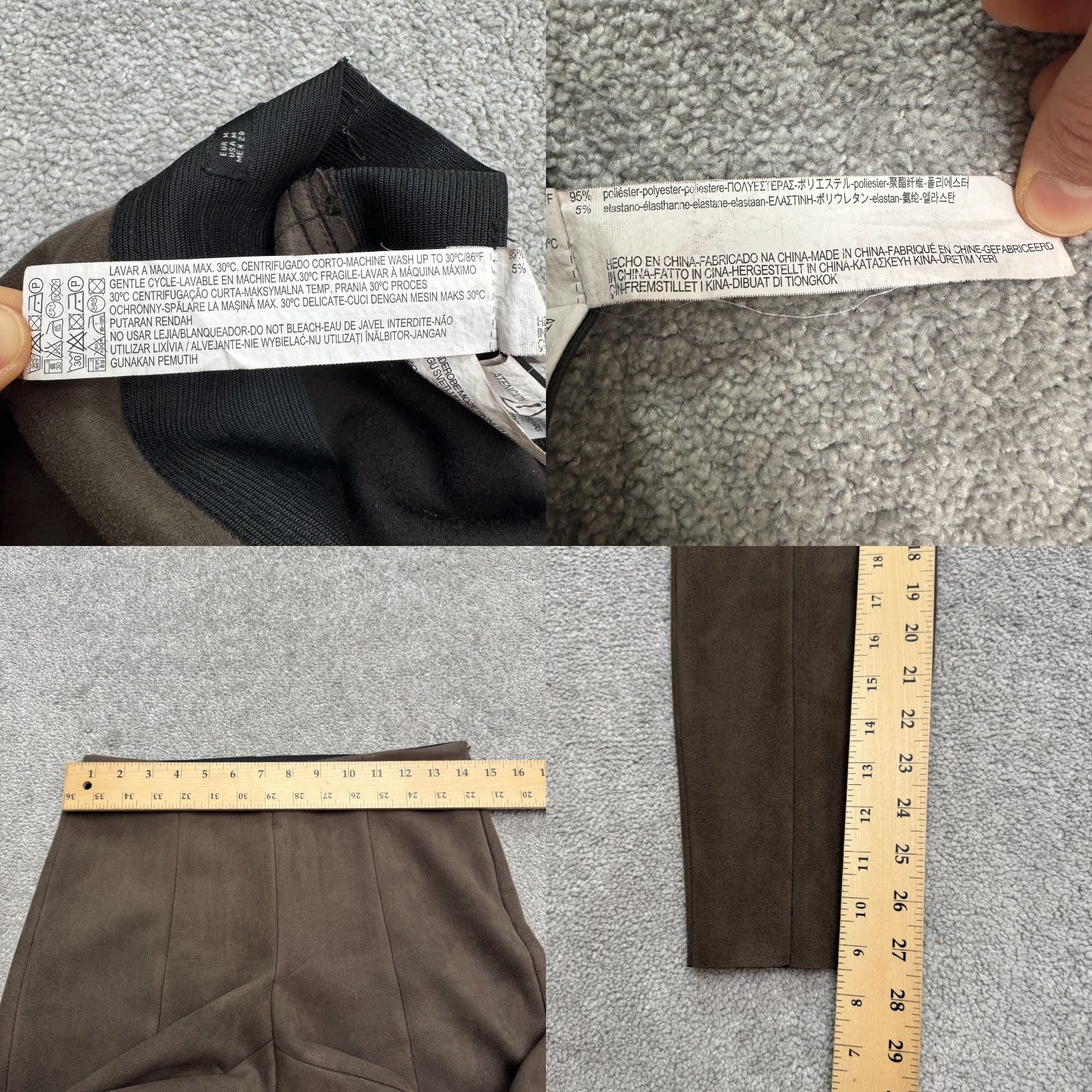 Zara Zara Basic Faux Suede High Rise Moto Trouser Pants Womens Medium Brown High Rise Size 32" / US 10 / IT 46 - 8 Thumbnail