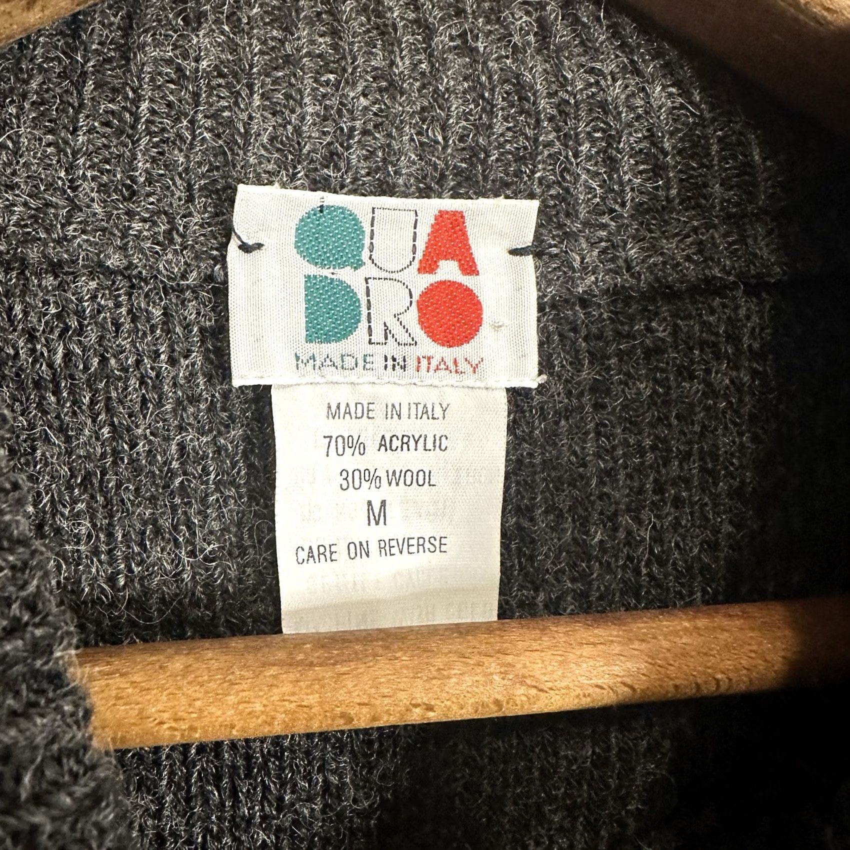 Vintage VINTAGE Quadro Wool Knit Sweater Geometric Black Purple Italy Made Medium Adult Pullover Knit 90s Classic Italian 80s Unisex Womens/Mens Size US M / EU 48-50 / 2 - 4 Thumbnail