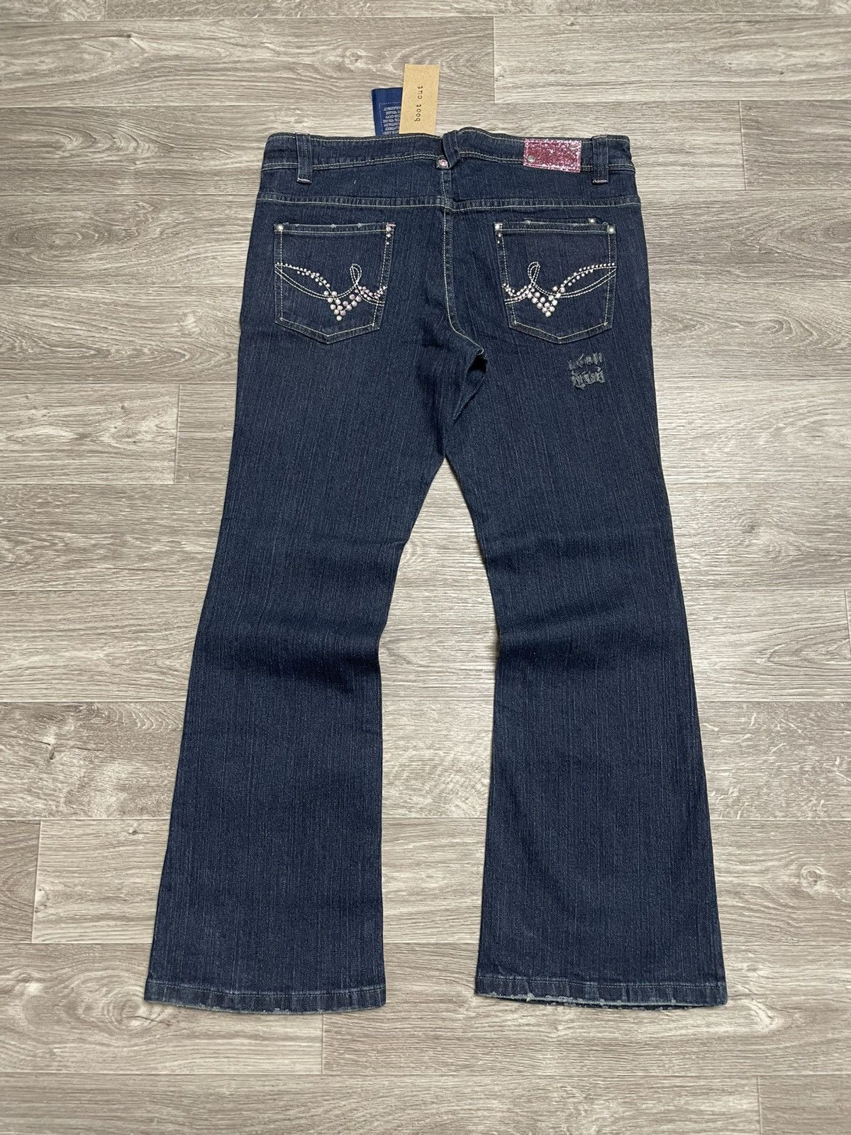 Japanese Brand New Boot Cut Rhinestones Denim Jeans Vintage Y2K 90s Punk Size 38" / US 16 / IT 52 - 2 Thumbnail