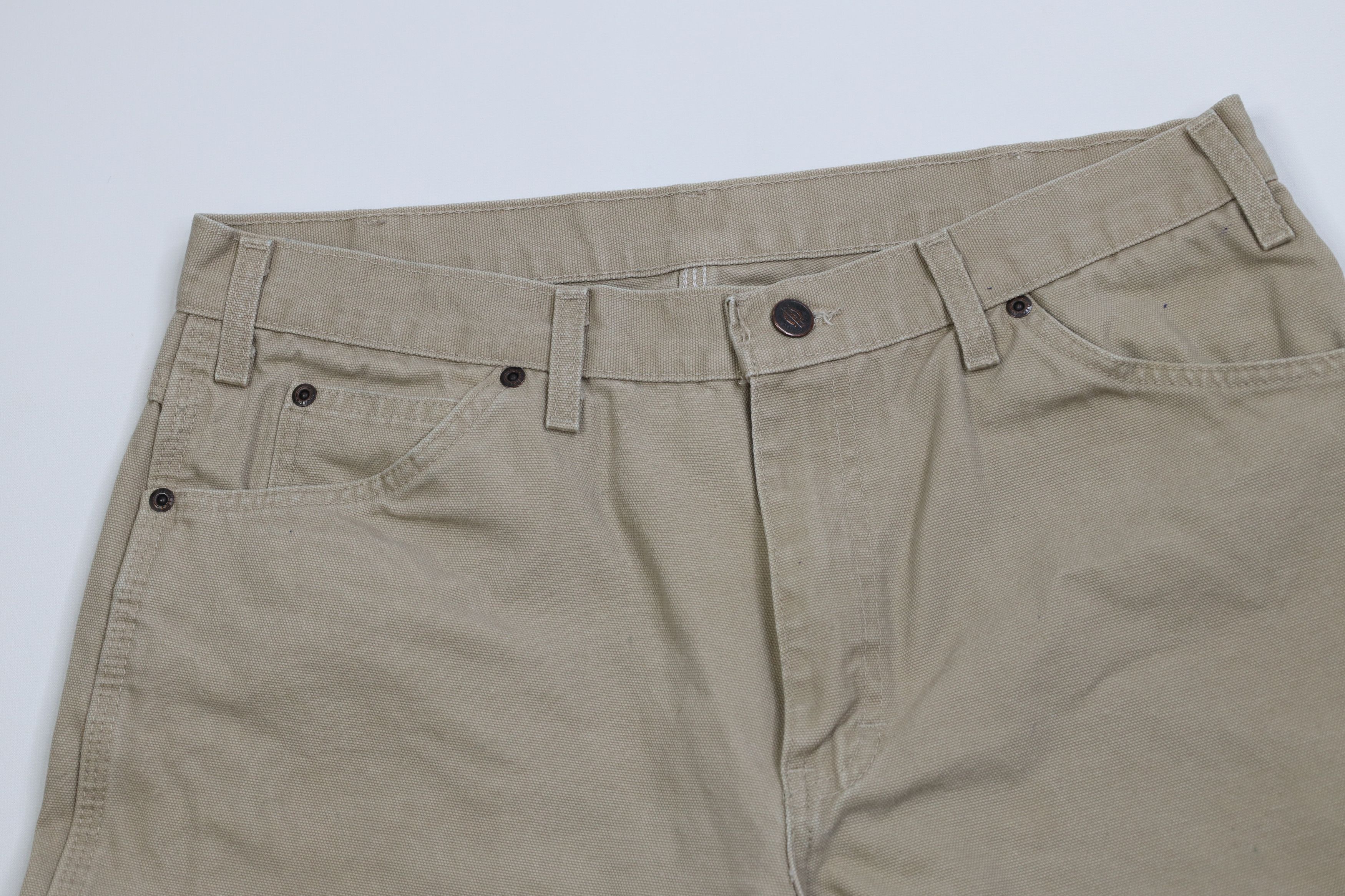 Dickies Vintage Y2K Dickies Relaxed Fit Canvas Dungaree Shorts Beige Size US 34 / EU 50 - 2 Thumbnail